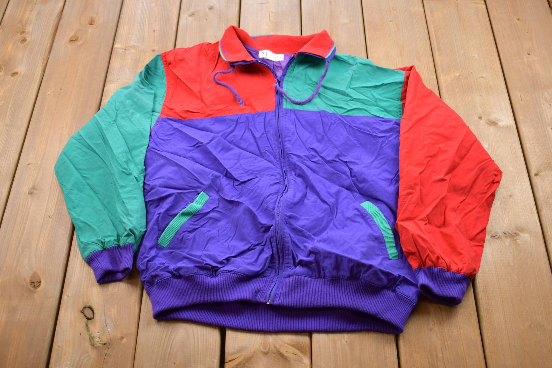 Vintage 1980Er Jahre Blast Color Block Full Zip Windbreaker Jacke/Team Logo Athletic Spring Summer Sportswear Streetwear Athleisure von Lostboysvintage