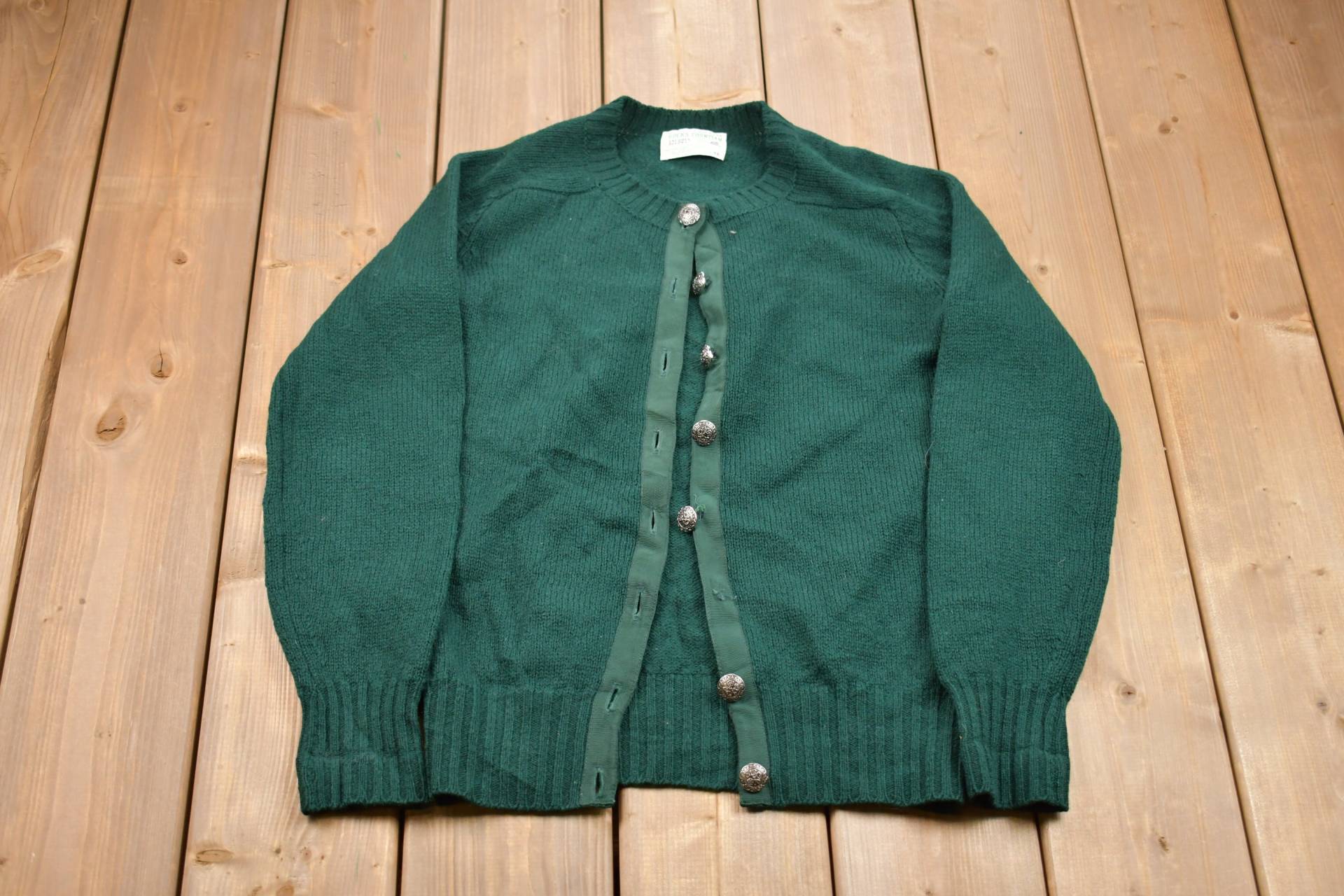 Vintage 1980Er Bucks Cointain Strickpullover Aus Reiner Wolle/90Er Strickjacke Musterpullover Made in Usa Handgestrickt von Lostboysvintage