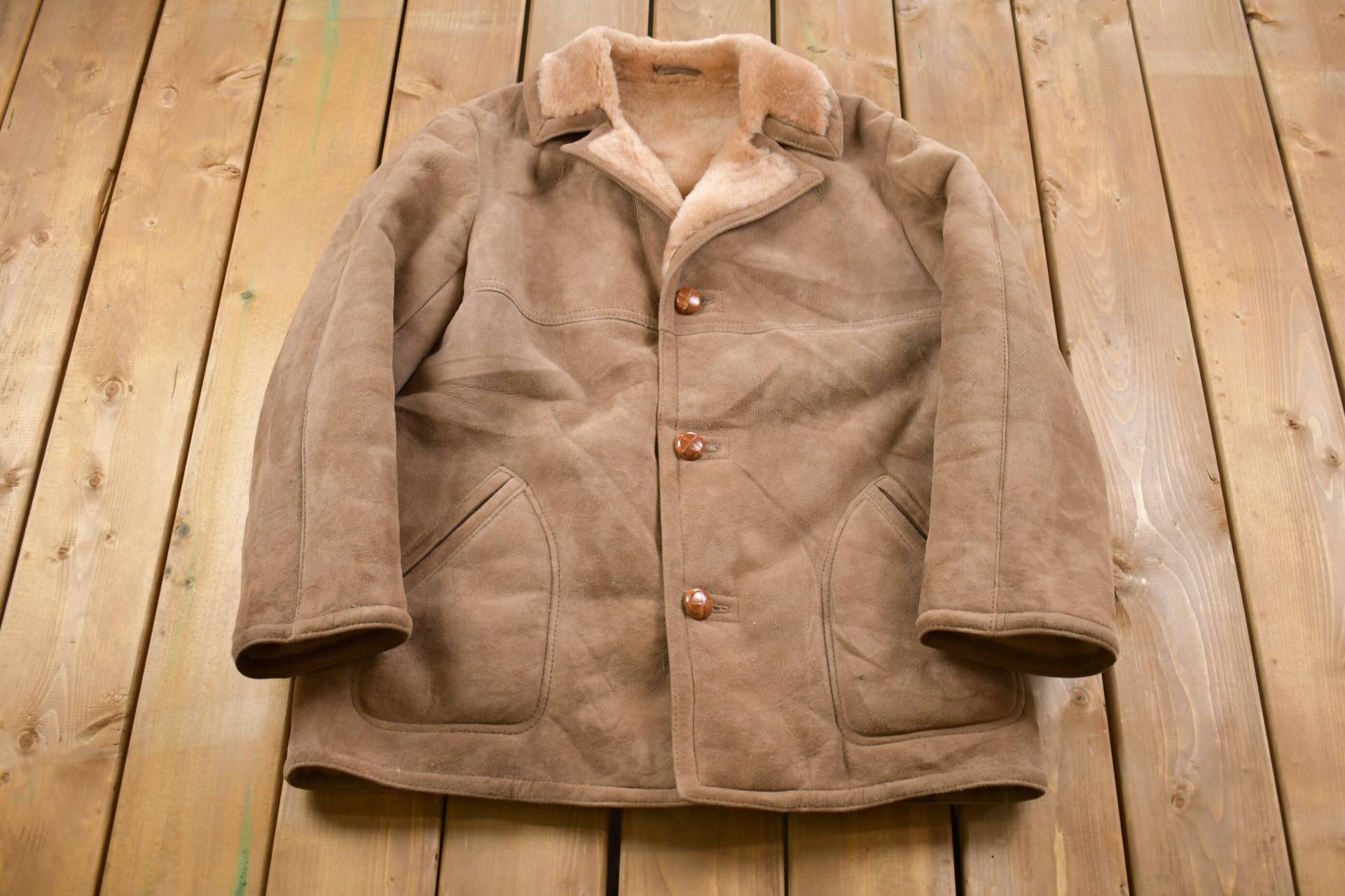 Vintage 1980Er Shearling Lederjacke/Button Up Winter Oberbekleidung Streetwear Pelzjacke Wildleder Made in Usa von Lostboysvintage