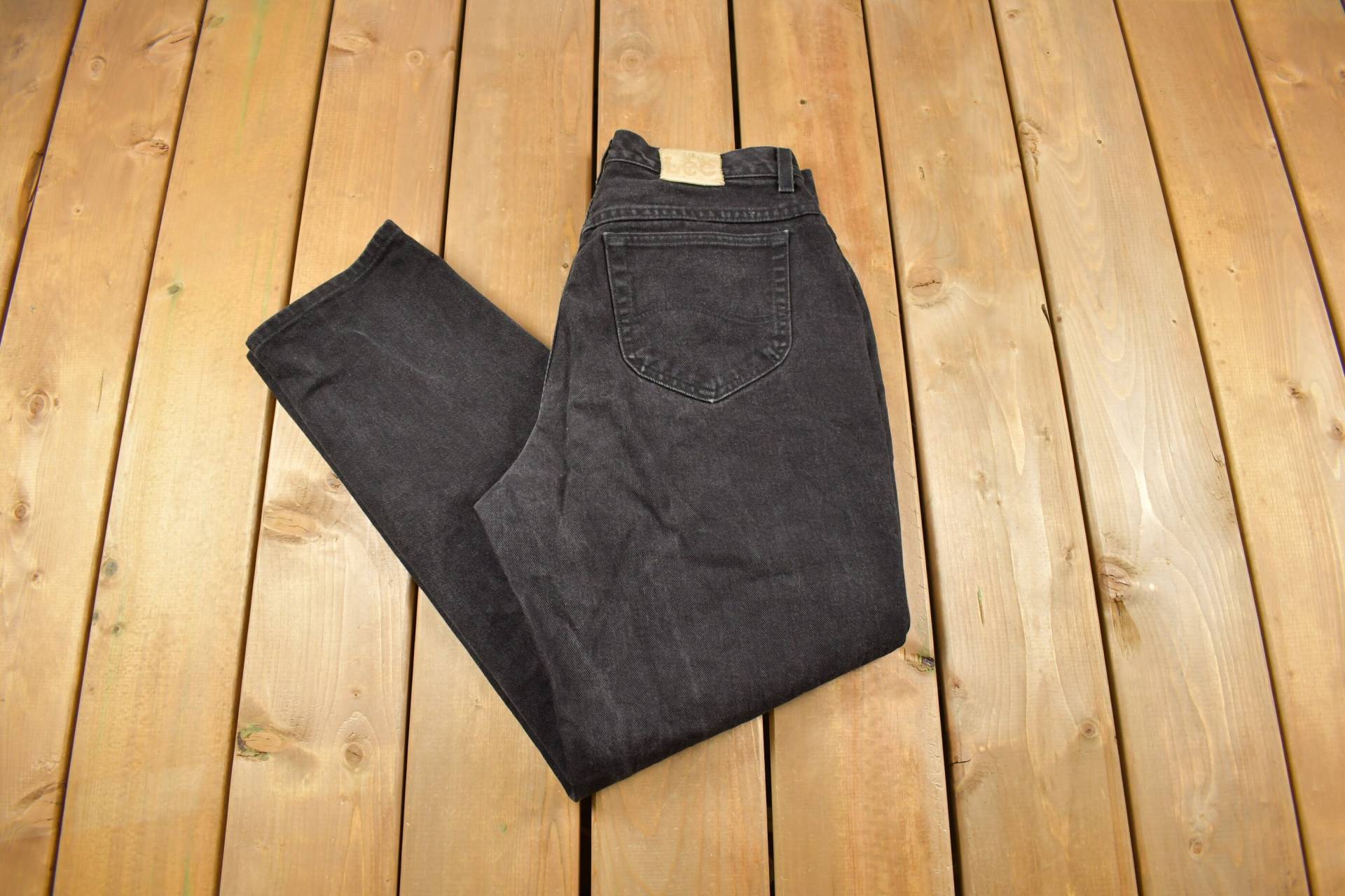 Vintage 1980Er Jahre Lee Black Denim Damen Jeans Größe 32 X 29/Dark Wash Schwarze von Lostboysvintage