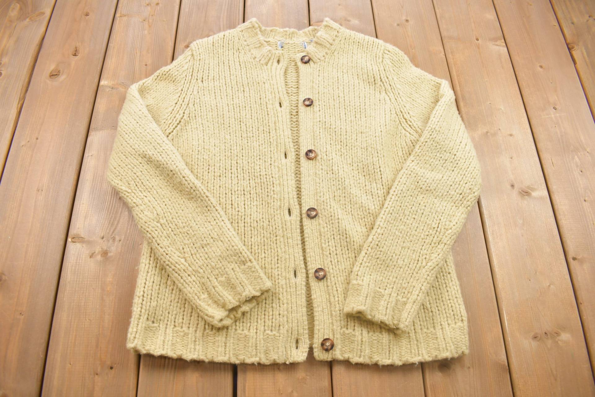 Vintage 1980Er Jahre Strickjacke/Cardigan Abstraktes Muster Selten von Lostboysvintage