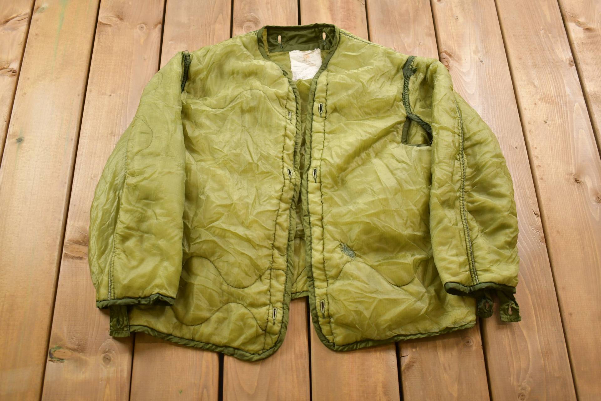 Vintage 1980Er Jahre Us Militär M65 Liner Jacket/Jacke Durchgeknöpft Army Green Armee Streetwear Fashion Der 80Er von Lostboysvintage