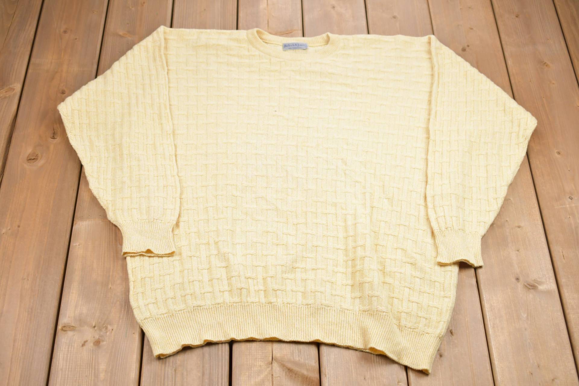 Vintage 1980Er Bullock & Jones Strickpullover/90Er Crewneck Musterpullover Outdoor Handgestrickt Pullover Sweatshirt von Lostboysvintage