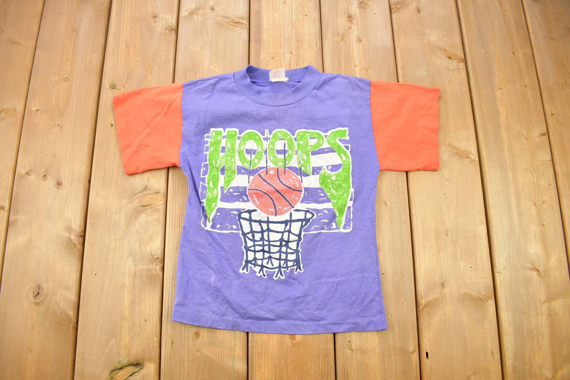 Vintage 1980S Color Block Basketball Grafik T-Shirt/80Er 90Er Jahre Streetwear Retro Style Einzelstich Made in Usa von Lostboysvintage