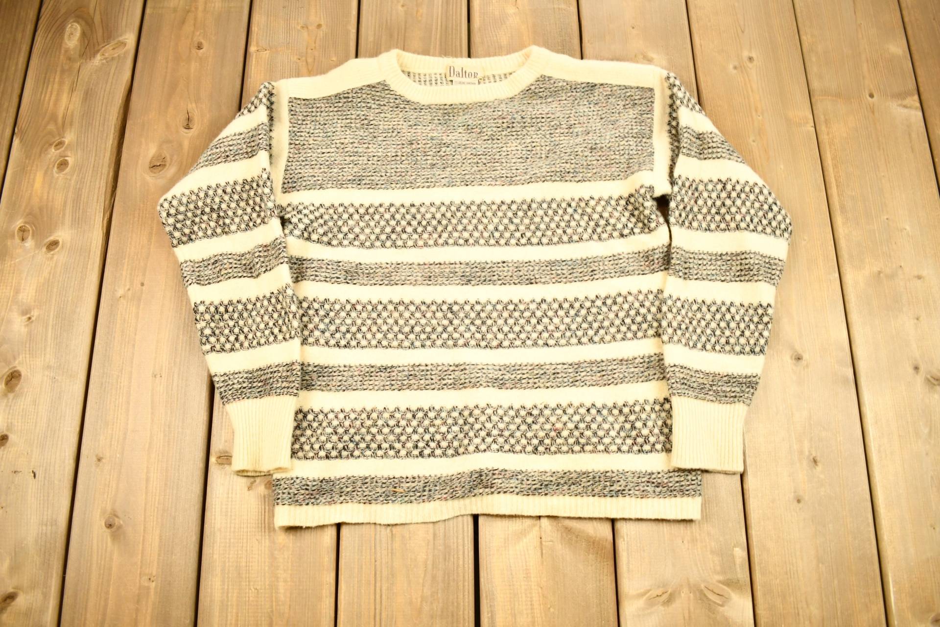 Vintage 1980S Dalton Lambs Wolle Strickpullover Rundhals/90Er Jahre All Over Muster Abstraktes von Lostboysvintage