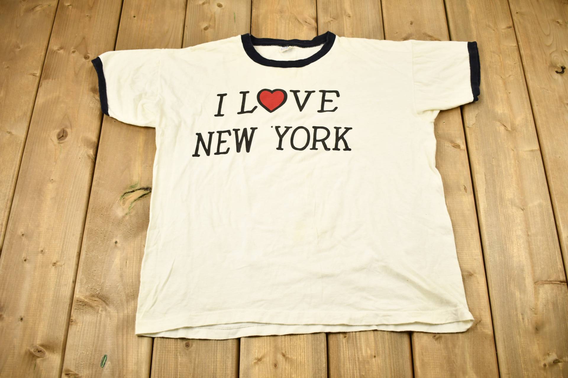 Vintage 1980Er Jahre I Love New York Champion Ringer T-Shirt/Souvenir John Lennon Made in Usa Gebaut, Um Alles Zu Bewältigen Reisen & Tourismus von Lostboysvintage