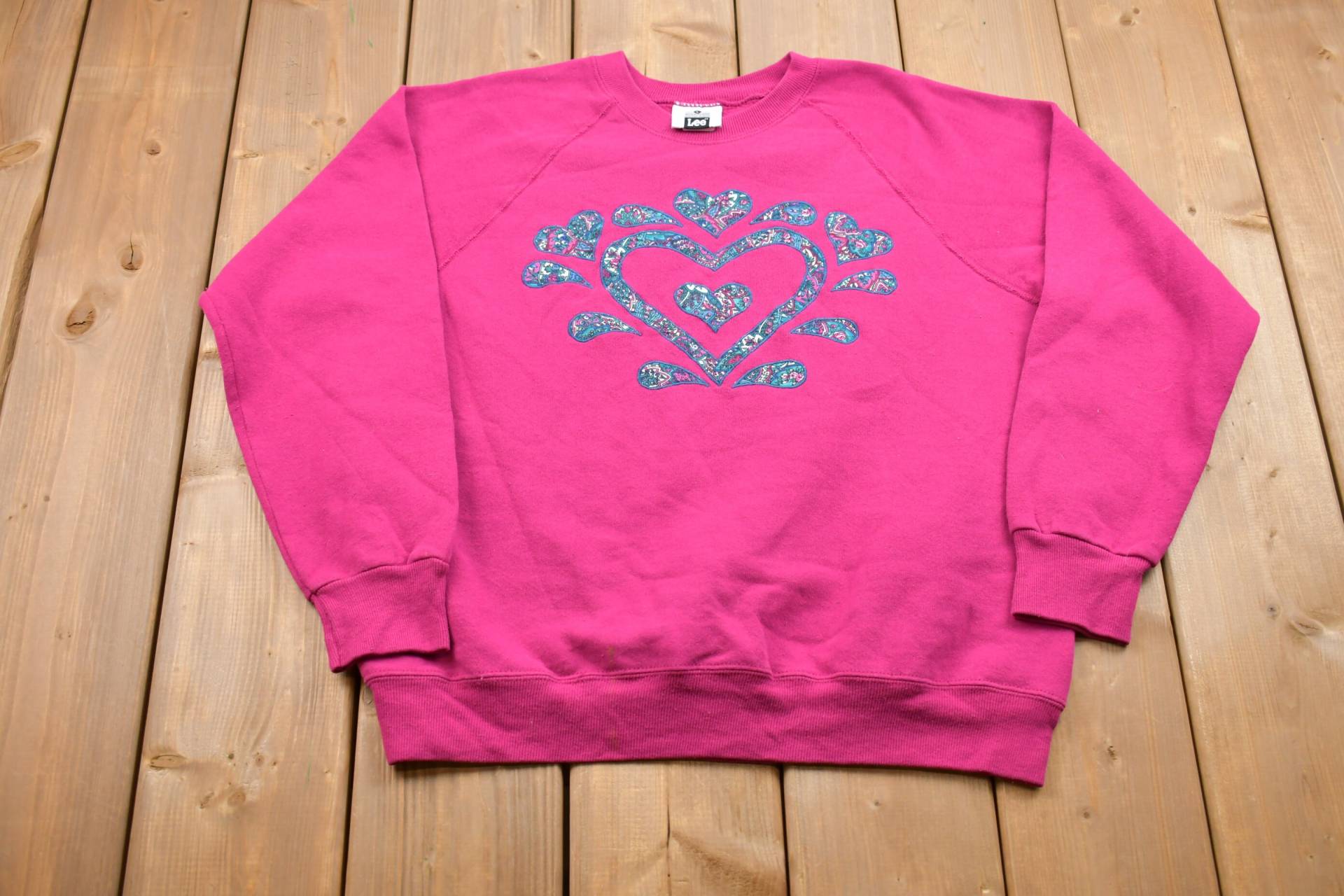 Vintage 1980Er Lee Heart Grafik Raglan Crewneck Sweatshirt/90Er Souvenir Athleisure Streetwear Herz Made in Usa von Lostboysvintage