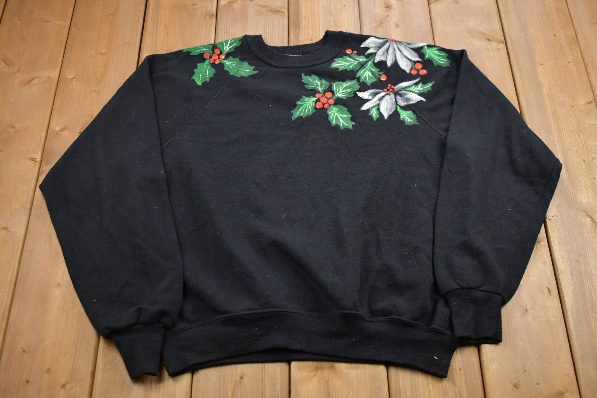 Vintage 1980Er Lee Christmas Holiday Raglan Crewneck Sweatshirt, 80Er Crewneck, Souvenir, Athleisure, Streetwear, 90Er Made in Usa von Lostboysvintage