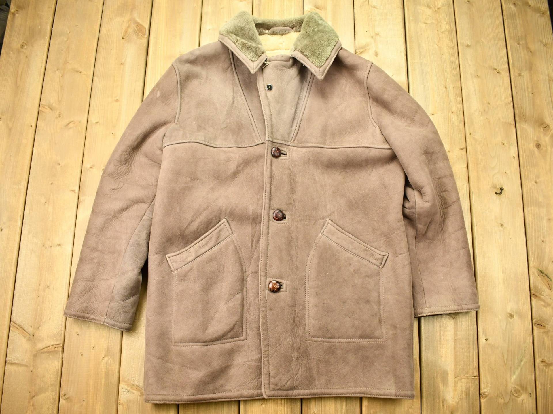 Vintage 1980Er Jahre The Sheep Skin Shop Shearling Ledermantel/Winter Oberbekleidung Norm Thompson Volle Länge Made in Usa Wildleder von Lostboysvintage