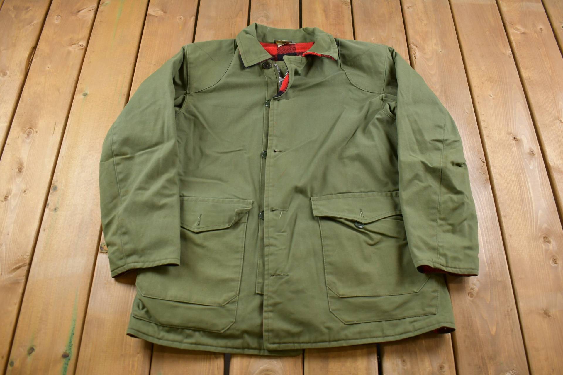 Vintage 1980S Thermo King Wolle Militär/Button Up Jacket Us Army Green Streetwear Fashion Feldjacke von Lostboysvintage