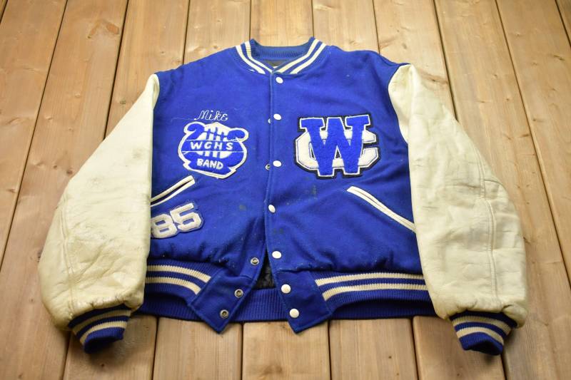 Vintage 1980S Trophy Jacken Leder Varsity Jacke/Herbst Oberbekleidung Ledermantel Wchs Band Streetwear Fashion Made in Usa von Lostboysvintage