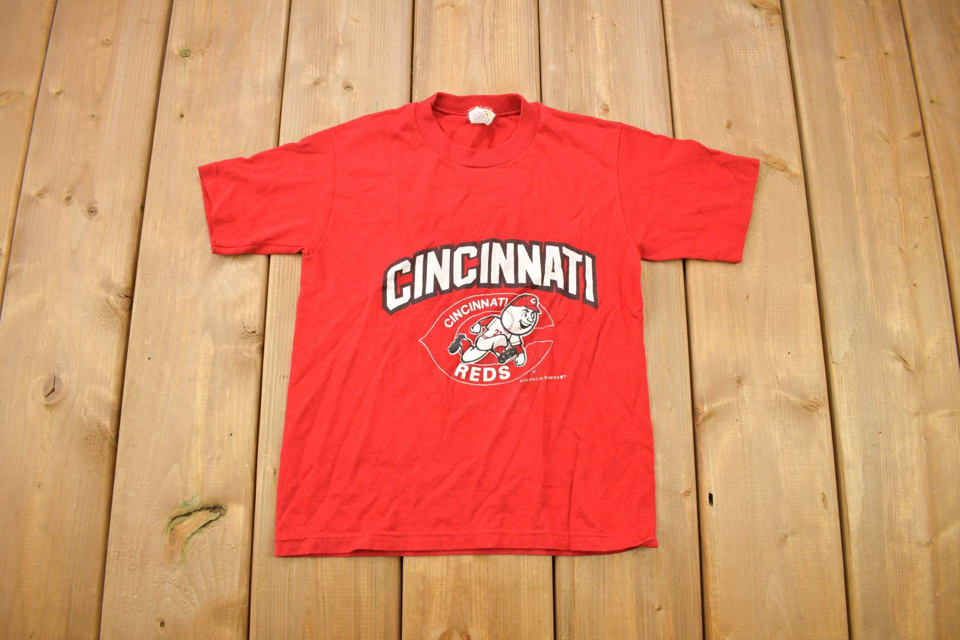 Vintage 1988 Cincinnati Reds Mlb Jugendgroßes Grafik-T-Shirt/Made in Usa Single Stitch Baseball 90Er Jahre Streetwear Baby T-Shirt von Lostboysvintage