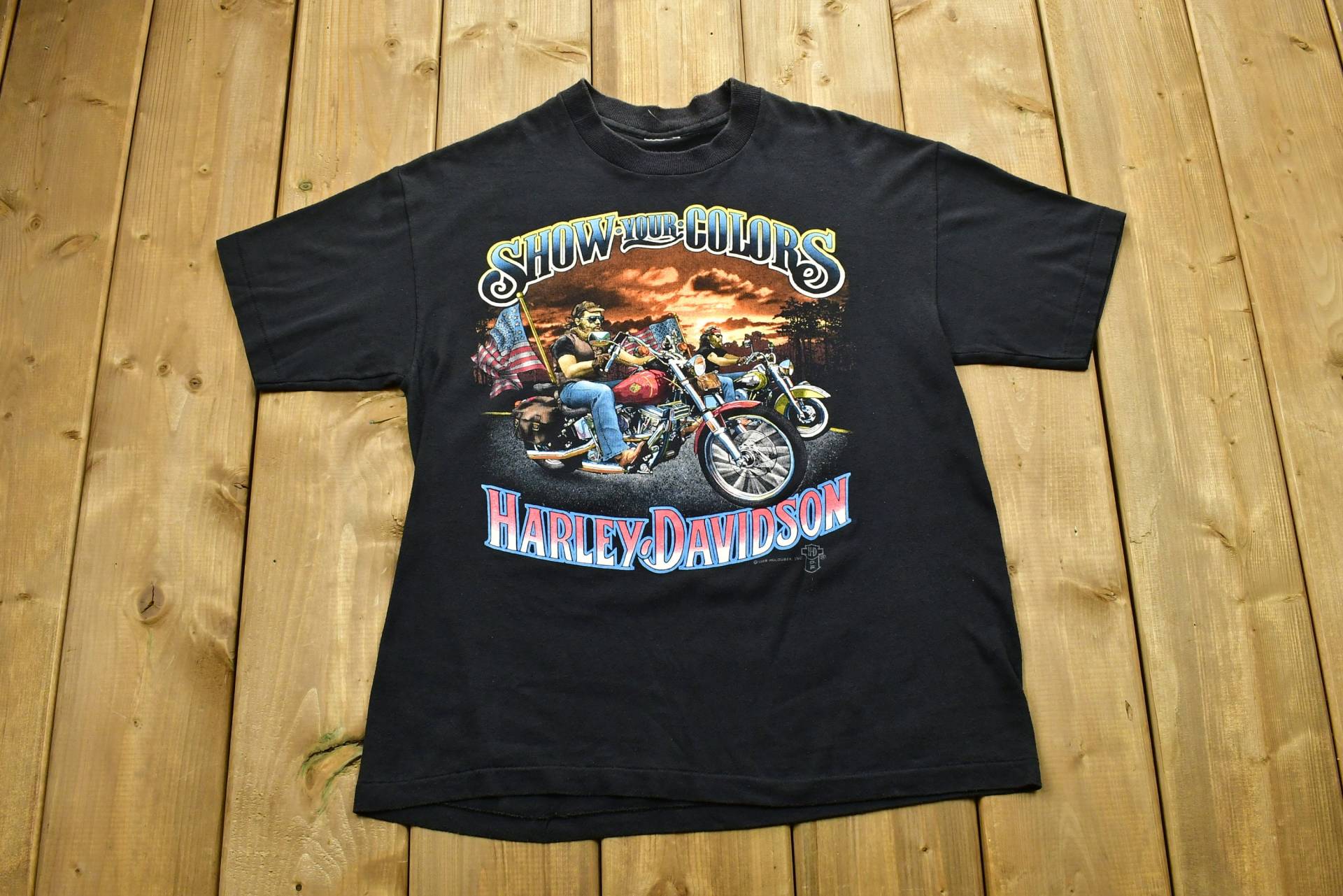 Vintage 1988 Harley Davidson Motorräder Puerto Rico 3D Emblem T-Shirt/Single Stitch Made in Usa 90Er Jahre Grafik Biker von Lostboysvintage