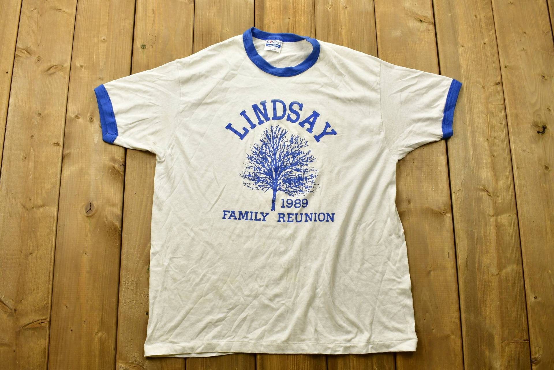 Vintage 1989 Lindsay Family Reunion Ringer T-Shirt/ Made in Usa/ Grafik/80Er 90Er Jahre Streetwear Retro Style von Lostboysvintage