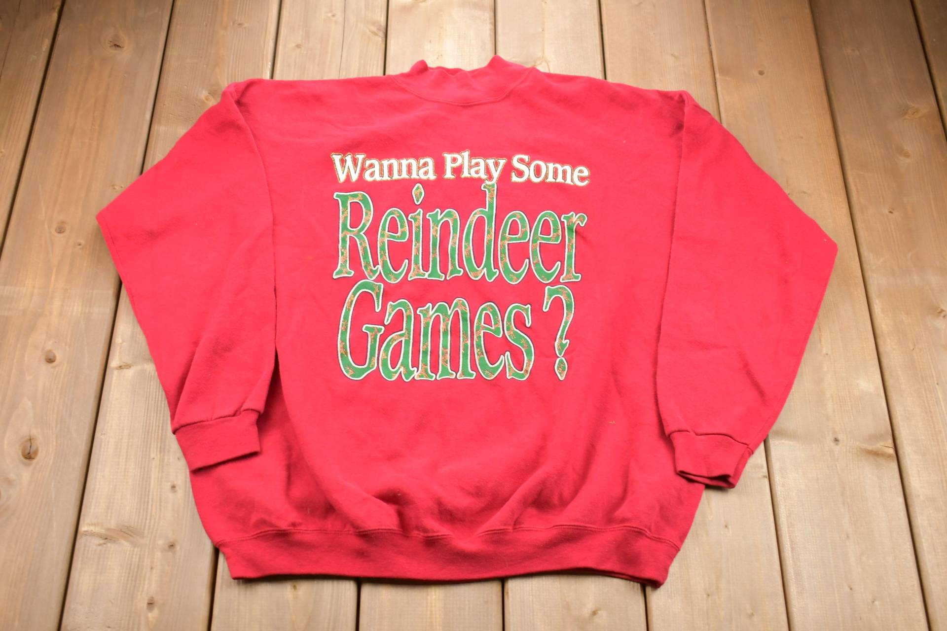 Vintage 1990 Wanna Play Some Reindeer Games Sweatshirt Mit Rundhalsausschnitt/90Er Jahre Souvenir Athleisure Streetwear von Lostboysvintage