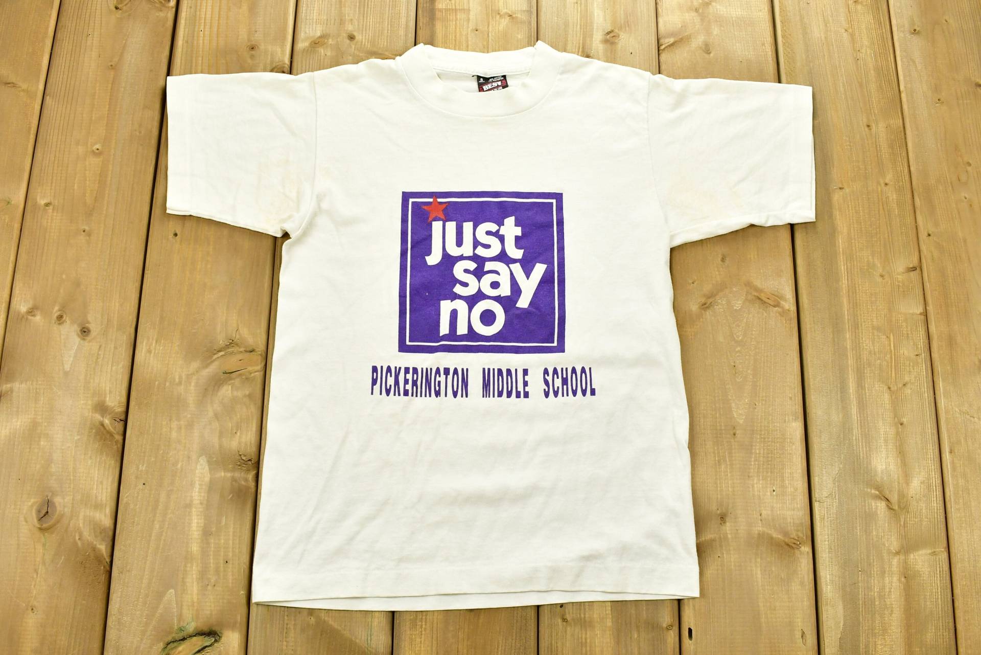 Vintage 1990's "Just Say No" T-Shirt/Grafik 80S Pickerington Mittelschule Streetwear Retro Style Einfachstich Made in Usa von Lostboysvintage