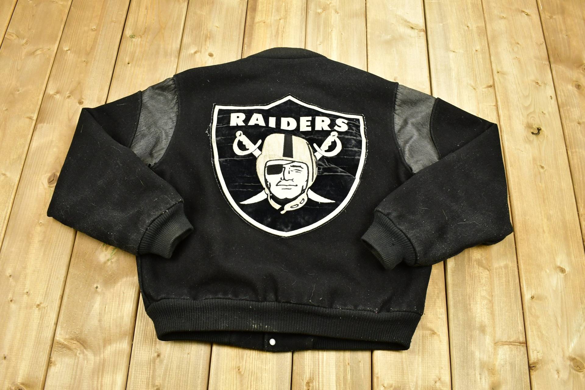 Vintage 1990Er Oakland Raiders Leder Letterman Jacke/Chalkline Ledermantel Nfl Streetwear Fashion Patchwork Fußball von Lostboysvintage