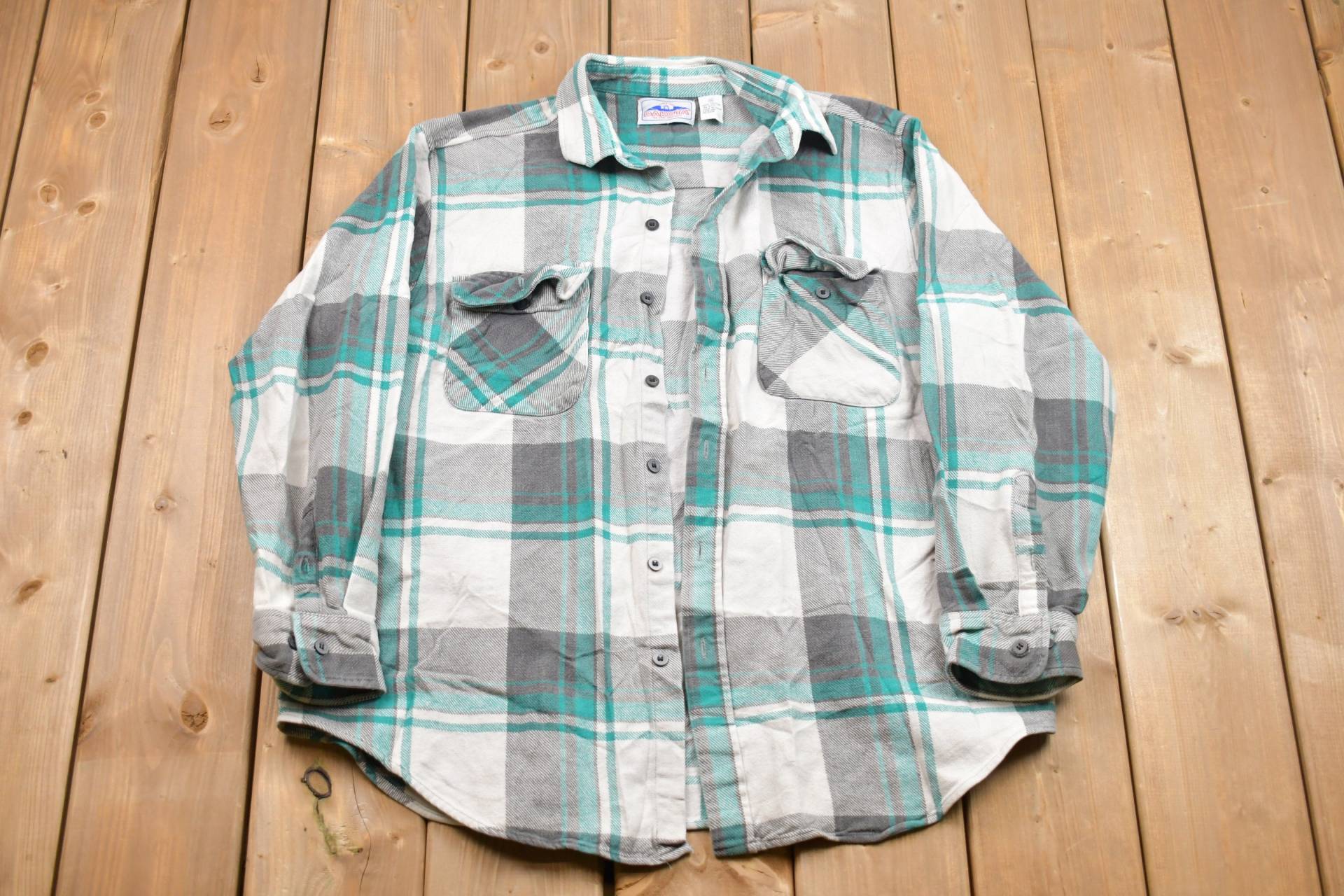 Vintage 1990Er Dakota Kariertes Button Up Hemd/Flanell Freizeitkleidung Arbeitskleidung Muster von Lostboysvintage