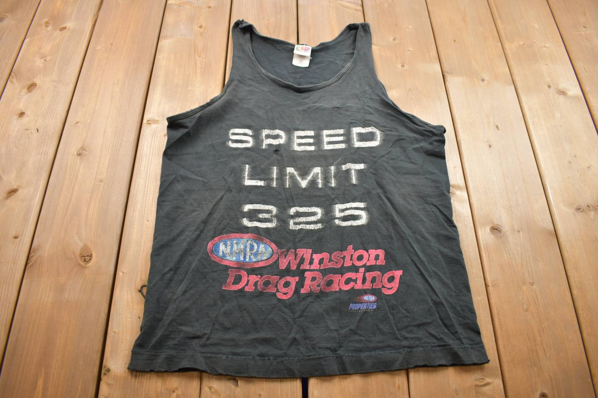 Vintage 1990Er Drag Racing „Speed Limit" Grafik Tank Top Shirt/Kleines Loch T-Shirt Streetwear Seltener Made in Usa von Lostboysvintage