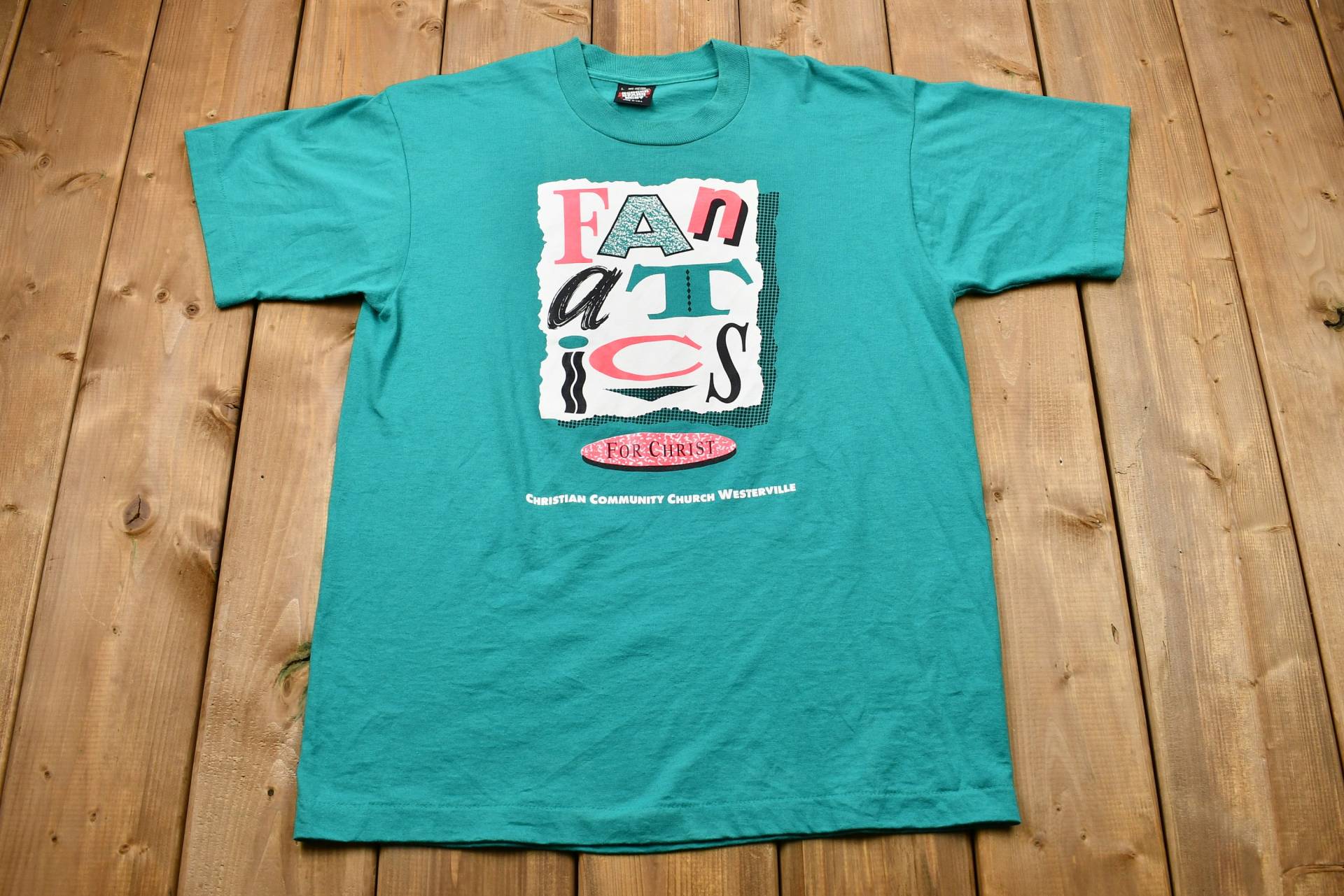 Vintage 1990Er Fanatics For Christ Grafik T-Shirt/Christliche Gemeindekirche Made in Usa 90Er Streetwear Single Stitch Souvenir von Lostboysvintage