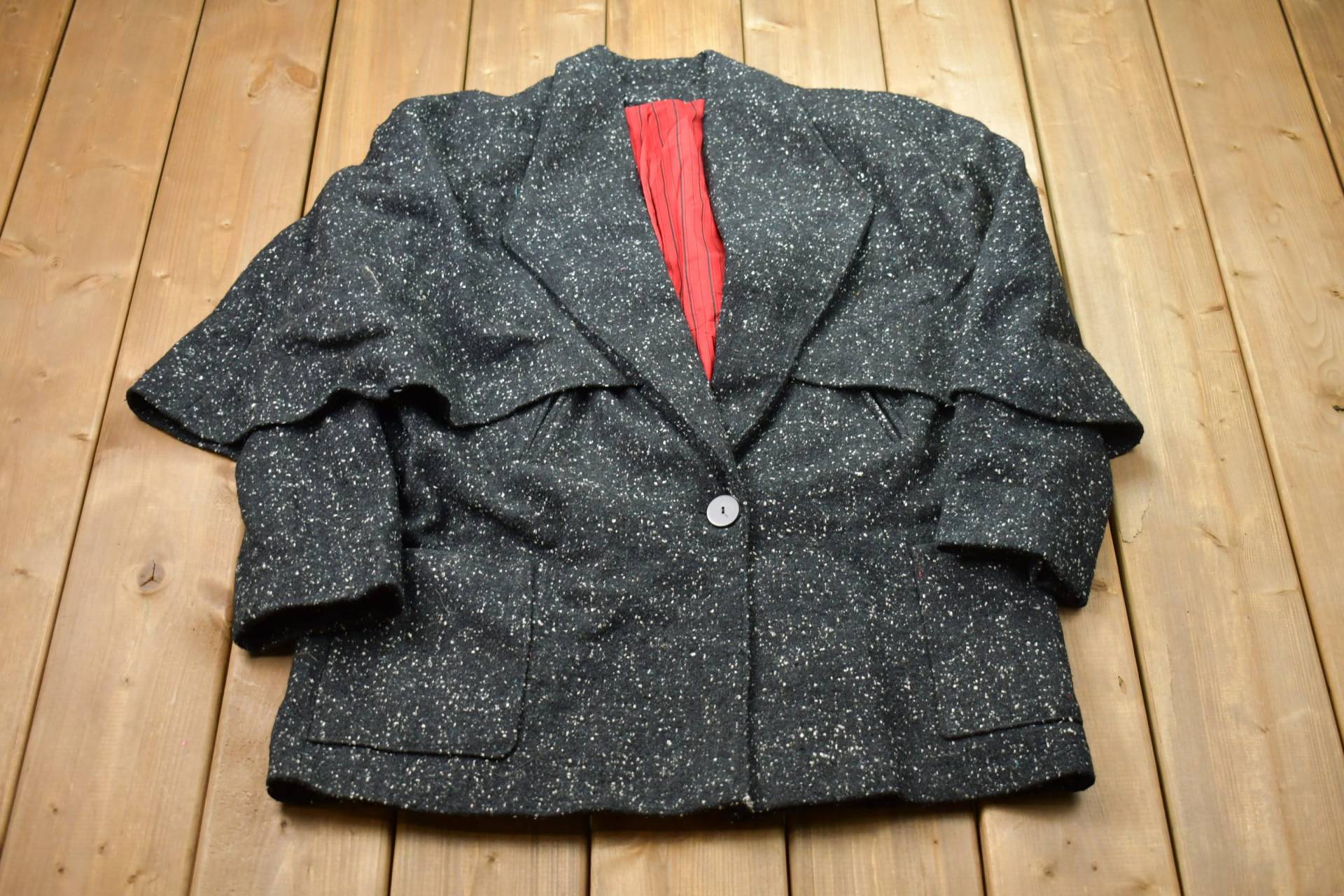 Vintage 1990Er Jahre 100% Wolljacke/90S Jacke Outdoor Winter Blazer Gesprenkelter Print von Lostboysvintage