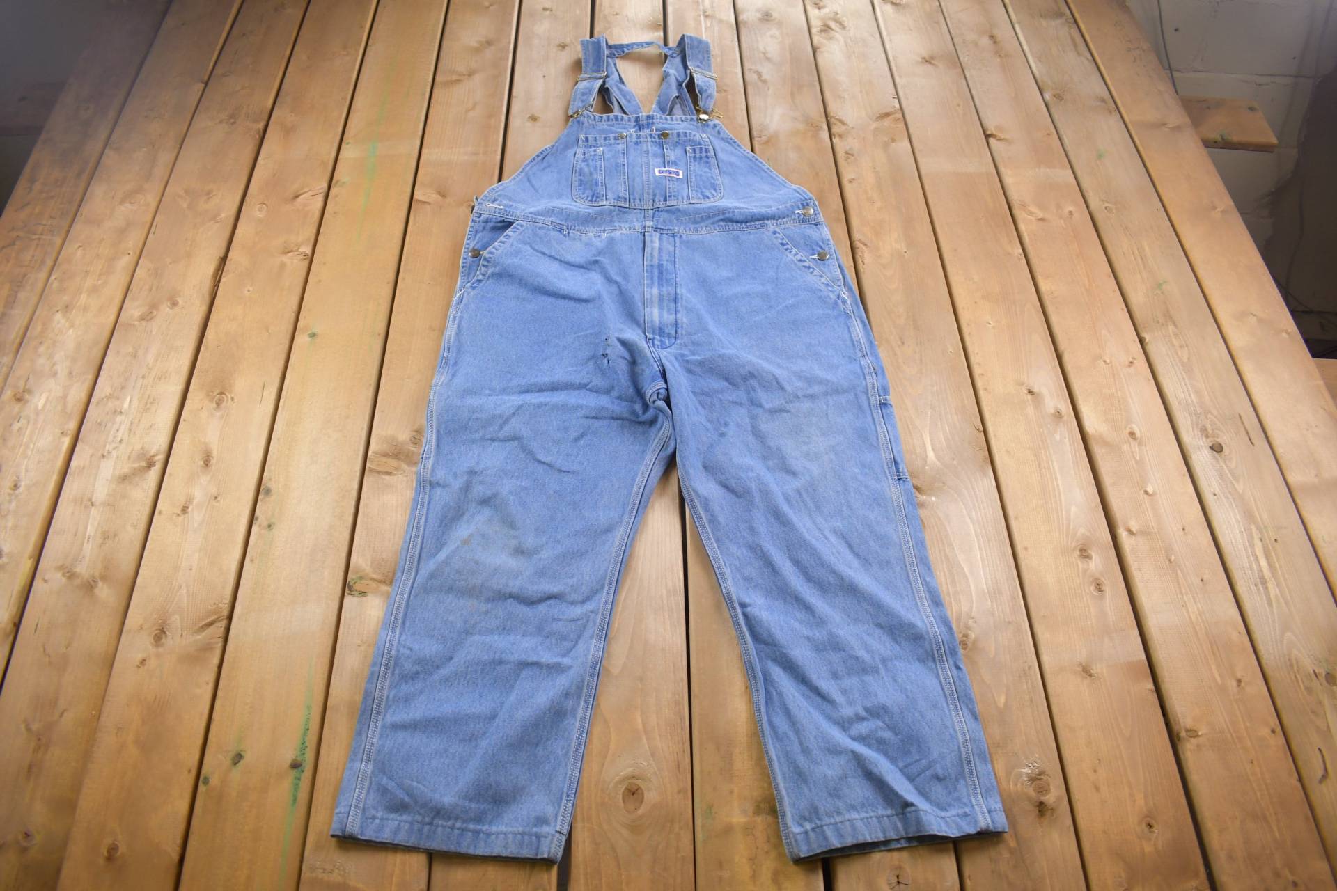 Vintage 1990Er Jahre Big Smith Denim Jean Latzhose Größe 44 X 22/Overalls Extra Large Bekleidung Streetwear Arbeitskleidung von Lostboysvintage