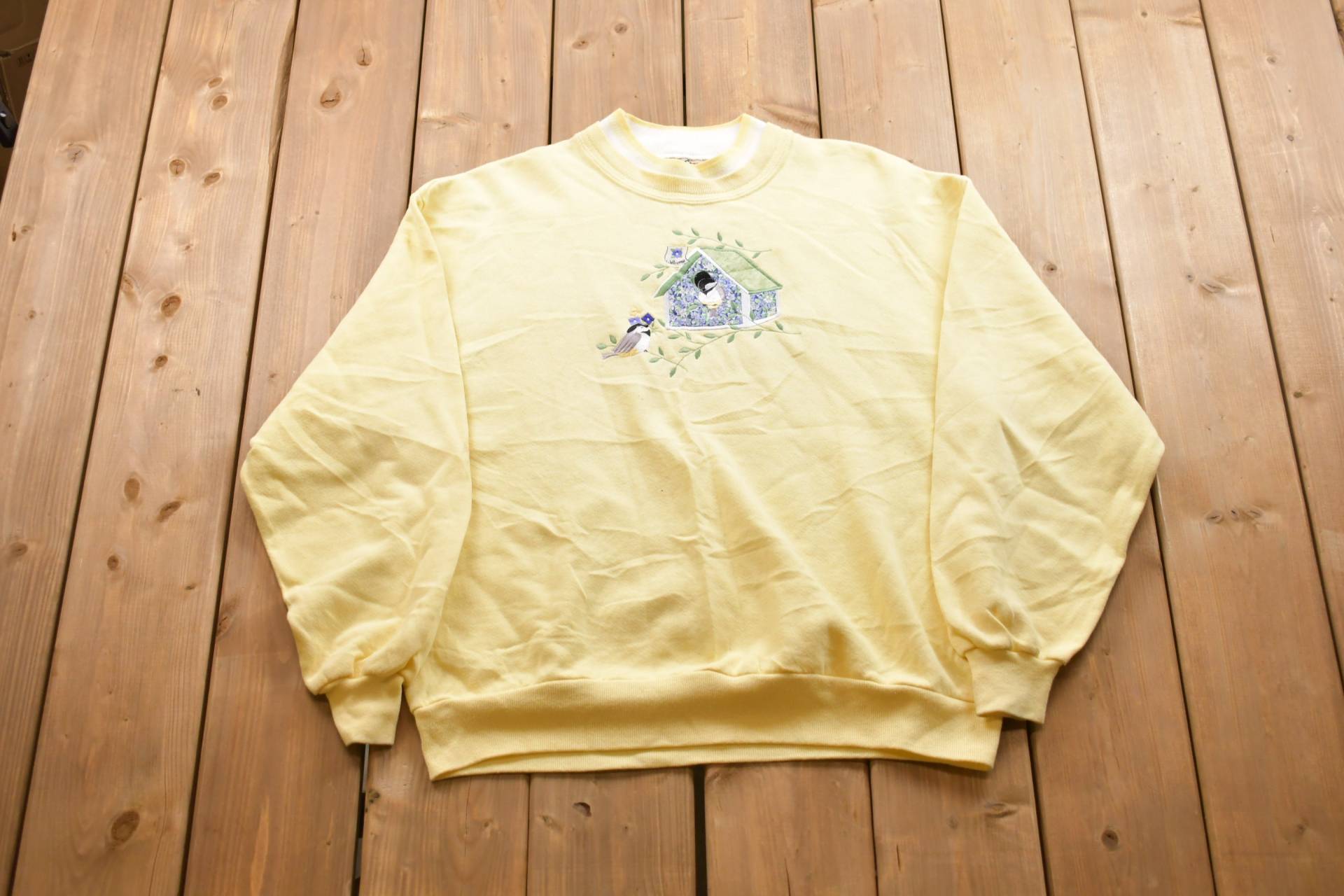 Vintage 1990Er Jahre Süßes Vogelhaus Crewneck/Made in Usa 90Er Natur Tiere Sweatshirt American Streetwear von Lostboysvintage