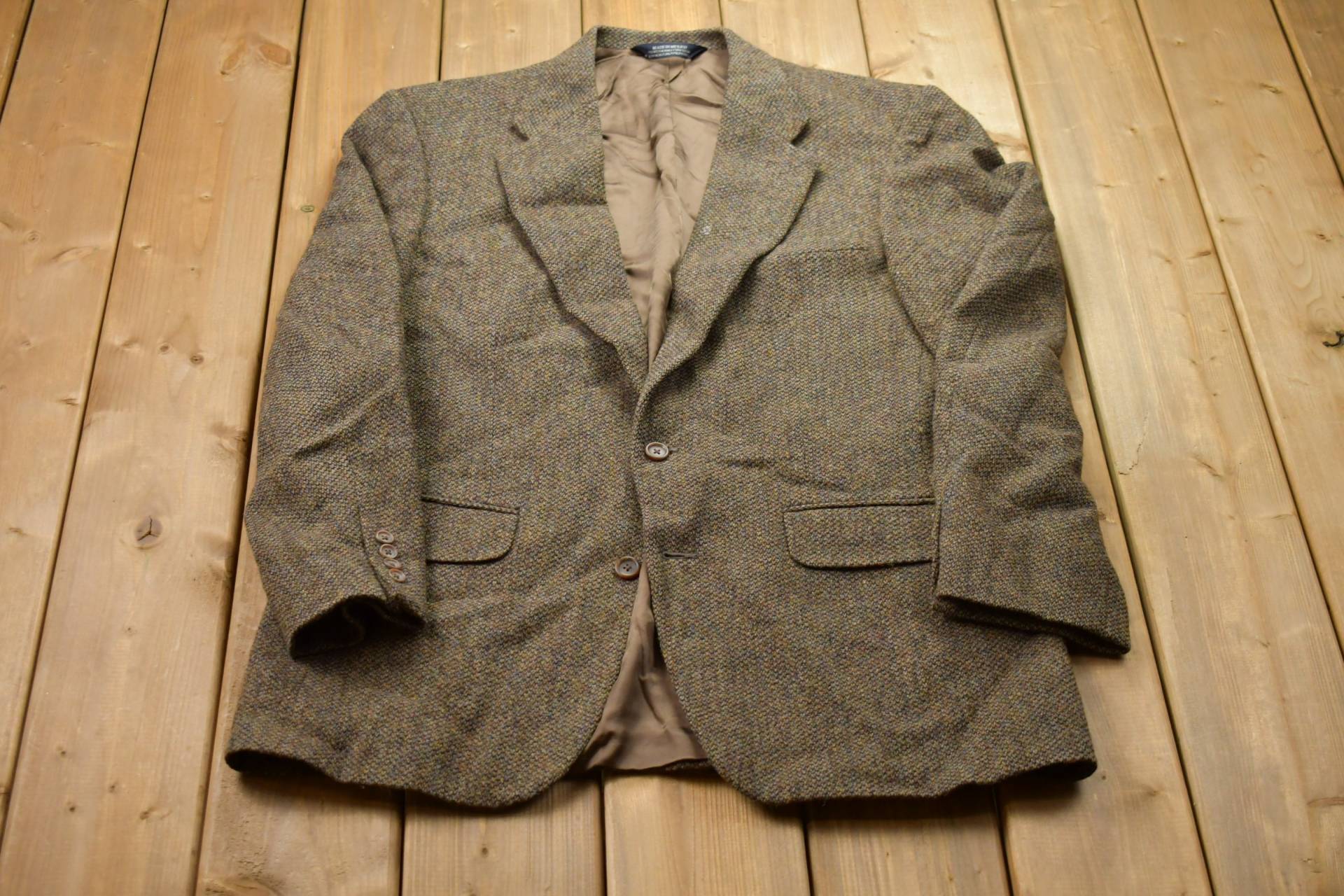 Vintage 1990Er Jahre Blazer Aus 100% Wolle/Tweed-Jacke Jacke Outdoor Winter Gemütlicher von Lostboysvintage