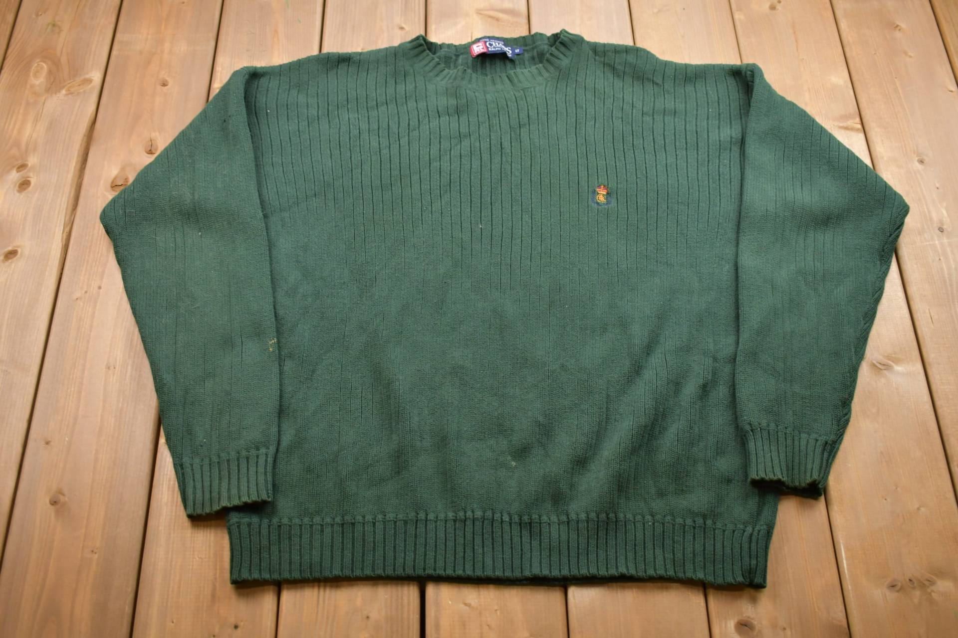 Vintage 1990Er Chaps Ralph Lauren Bestickter Strickpullover/90Er Crewneck Musterpullover Outdoor Pullover Sweatshirt von Lostboysvintage