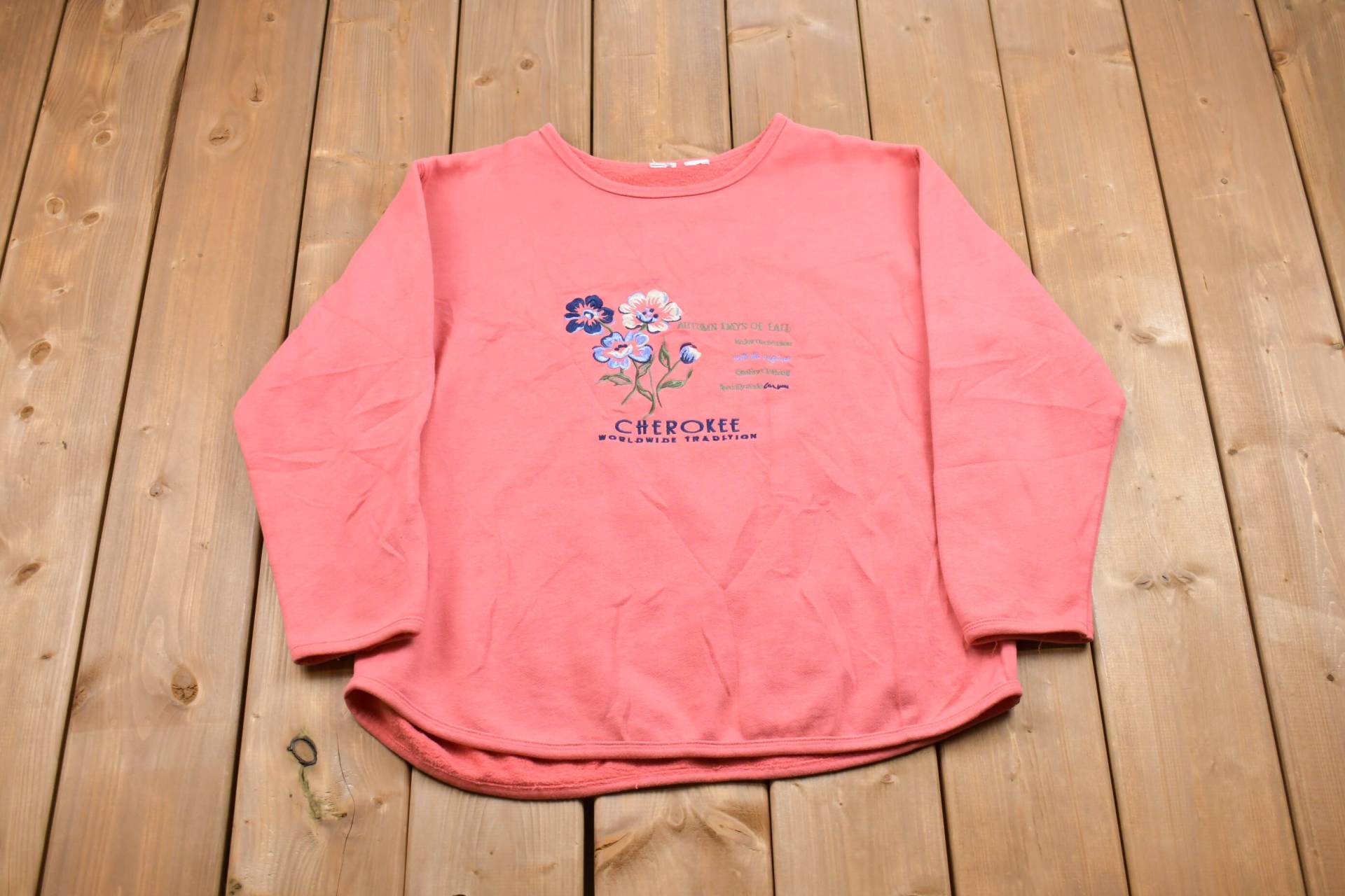 Vintage 1990Er Cherokee Worldwide Tradition Floral Crewneck Sweatshirt/Made in Usa 90Er Athleisure Streetwear von Lostboysvintage