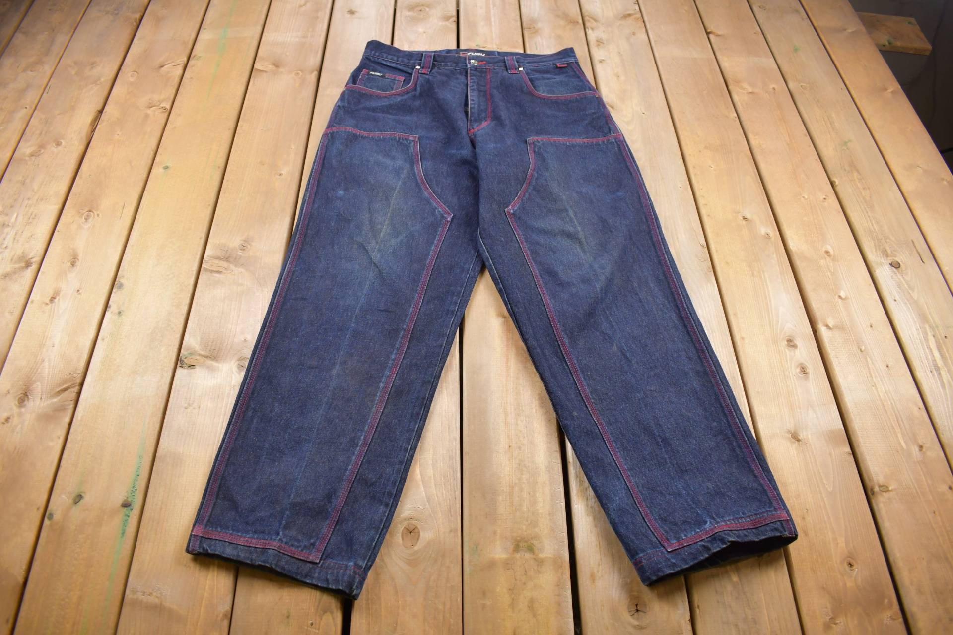 Vintage 1990Er Fubu Kontraststich Doppelkniegröße 34 X/90Er Streetwear American Fashion Hose von Lostboysvintage