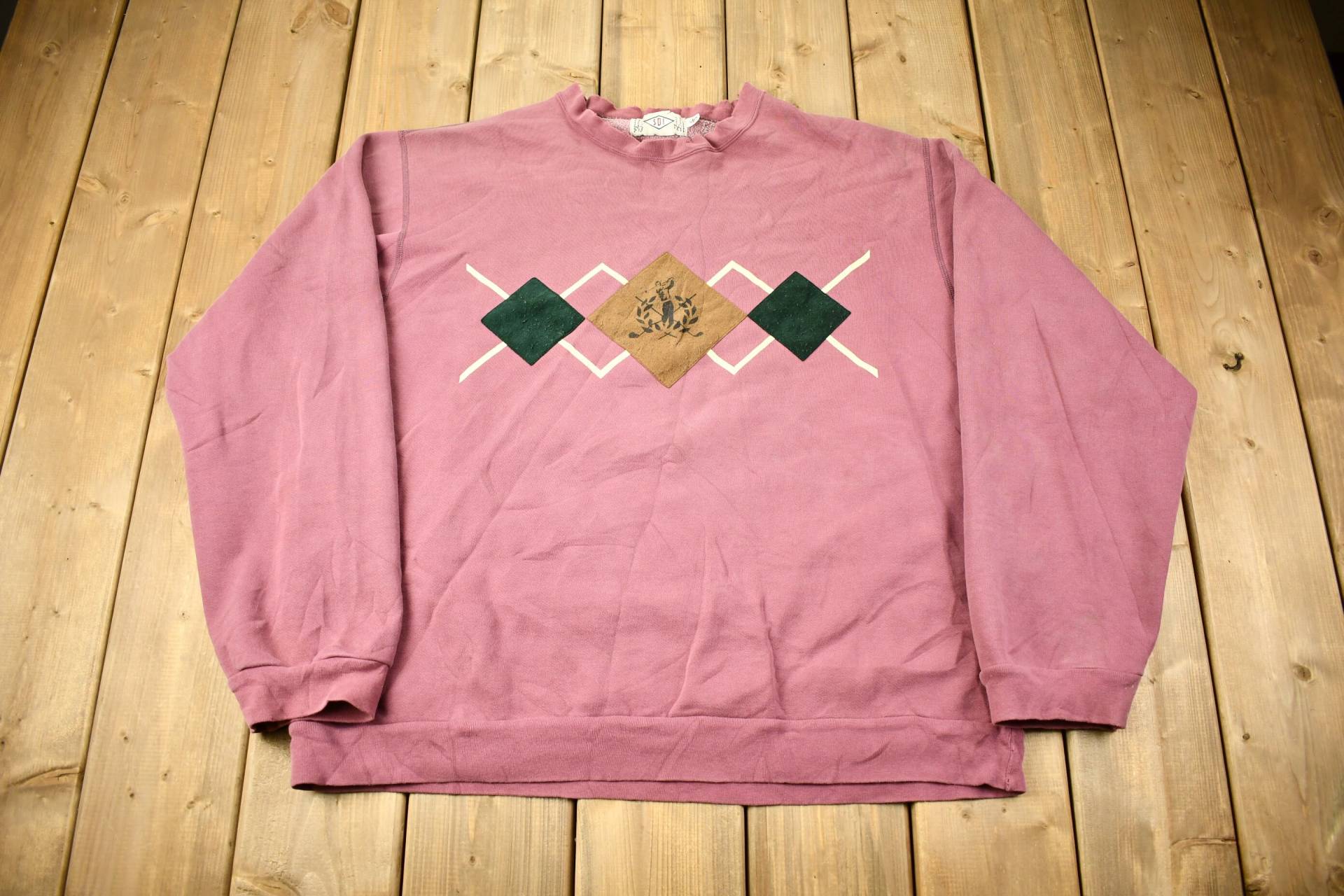 Vintage 1990Er Jahre Golf Thema Patchwork Crewneck Sweatshirt/90Er Rundhals Souvenir Athleisure Streetwear von Lostboysvintage