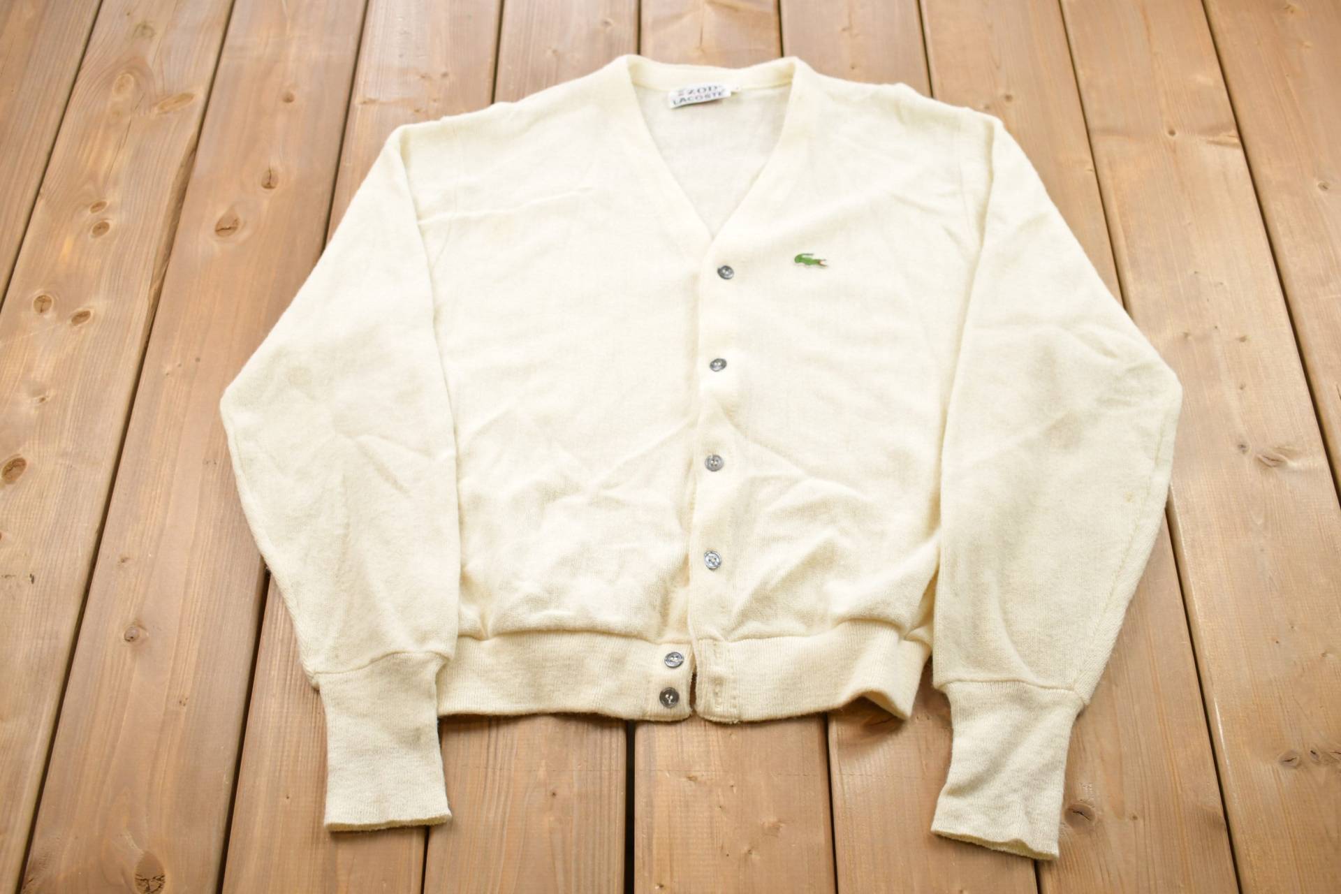 Vintage 1990Er Izod Lacoste Strickjacke/Button Up Blanko Schlichter Stil 90Er von Lostboysvintage