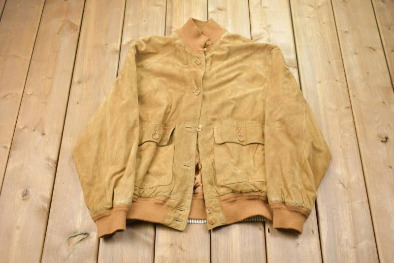 Vintage 1990Er Jahre Outback Rote Wildlederjacke/Herbst Oberbekleidung Ledermantel Winter Streetwear Mode von Lostboysvintage