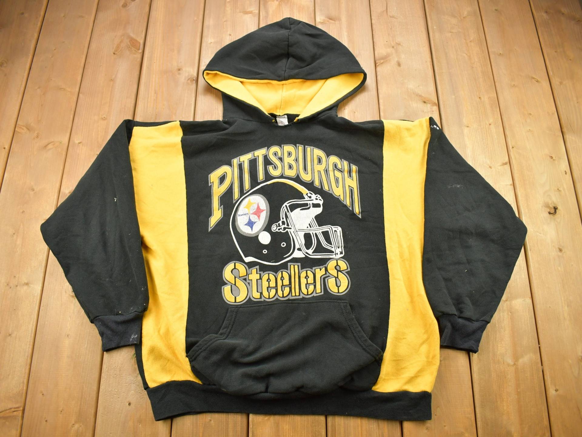 Vintage 1990Er Jahre Pittsburgh Steelers Nfl Color Block Hoodie/Made in Usa Fußball Sportbekleidung von Lostboysvintage