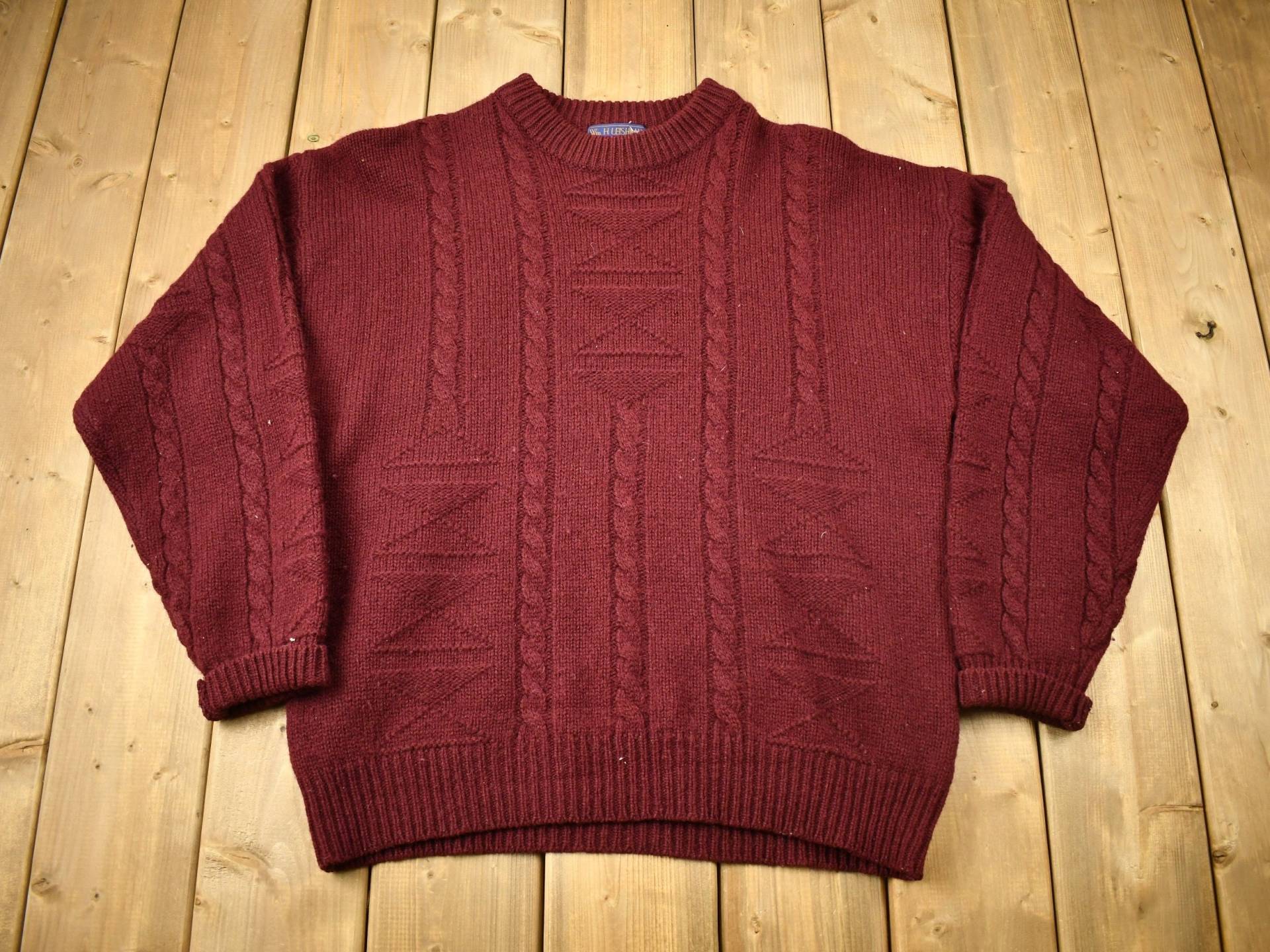 Vintage 1990Er Jahre Pullover Aus 100% Shetland Wolle/90Er Rundhals H.lesihman Knit Winter Sweatshirt von Lostboysvintage