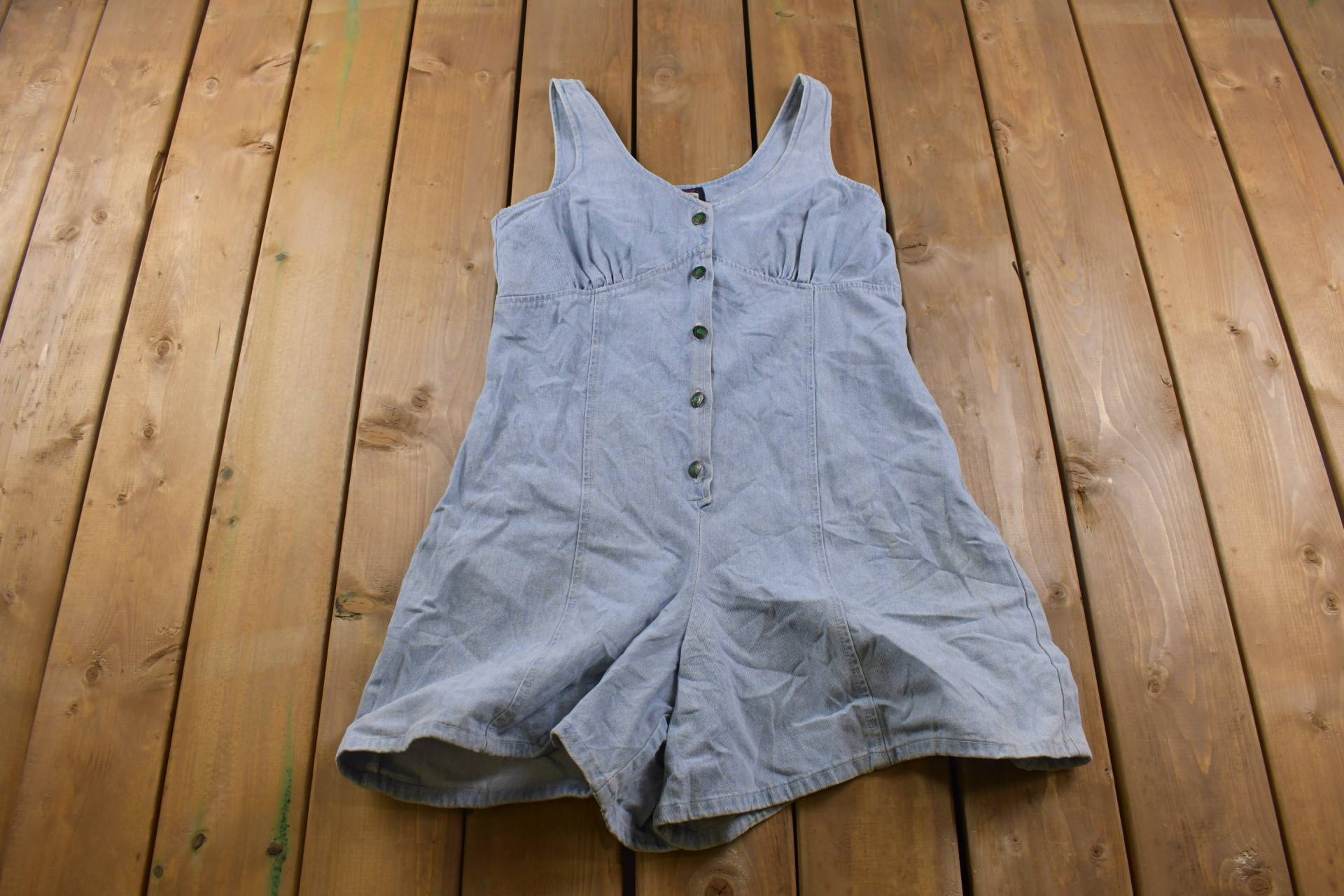 Vintage 1990Er Jahre Sasson Denim Jean Overall Shorts Größe 36 Taille X 5 Zoll Innennaht/Overalls Streetwear Damen Sommer von Lostboysvintage