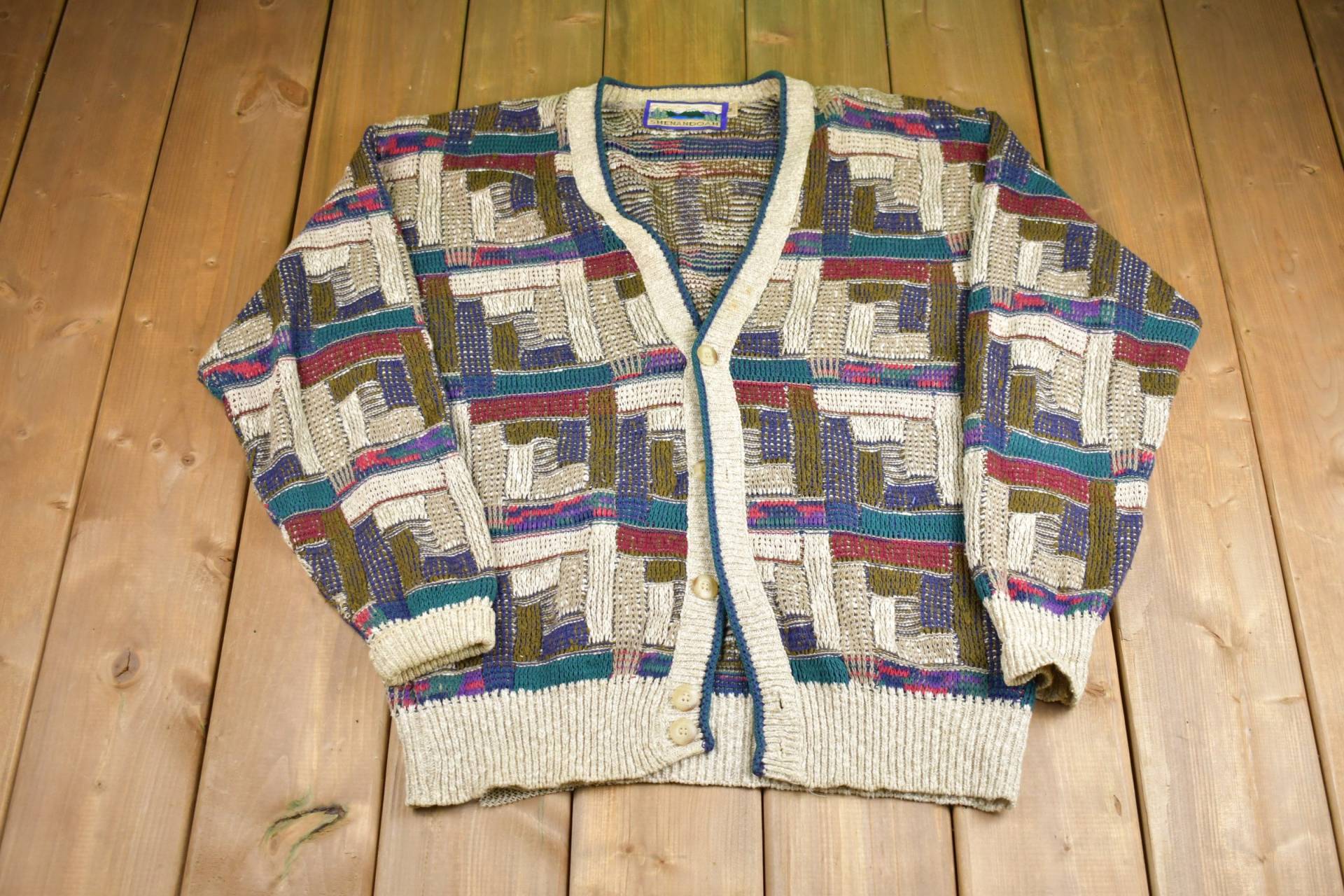 Vintage 1990Er Shenandoah Strickjacke/90Er Musterpullover Outdoor Handgestrickt Made in Usa Cardigan von Lostboysvintage