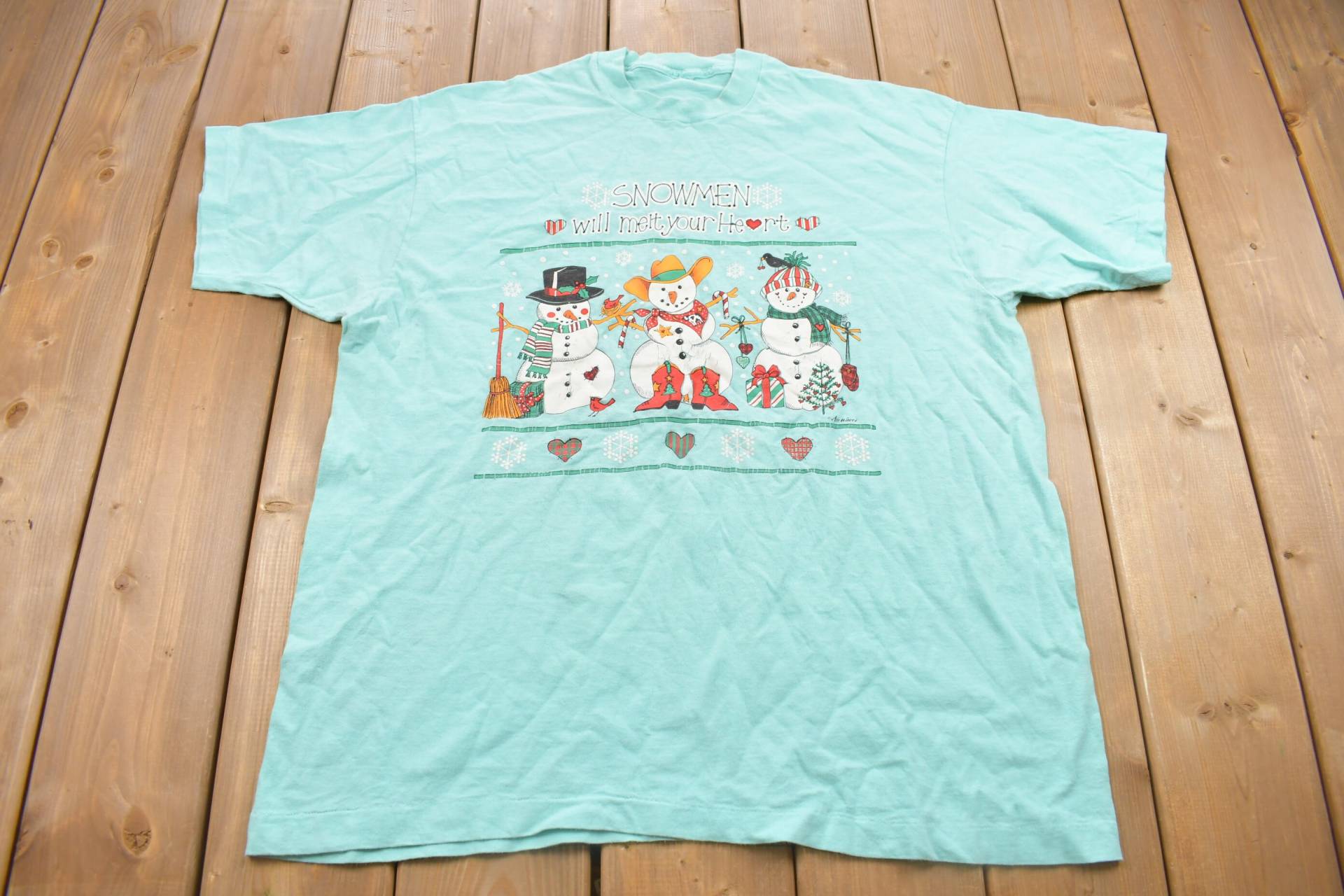 Vintage 1990Er Jahre Schneemänner Grafik T-Shirt/Streetwear Single Stitch Made in Usa von Lostboysvintage