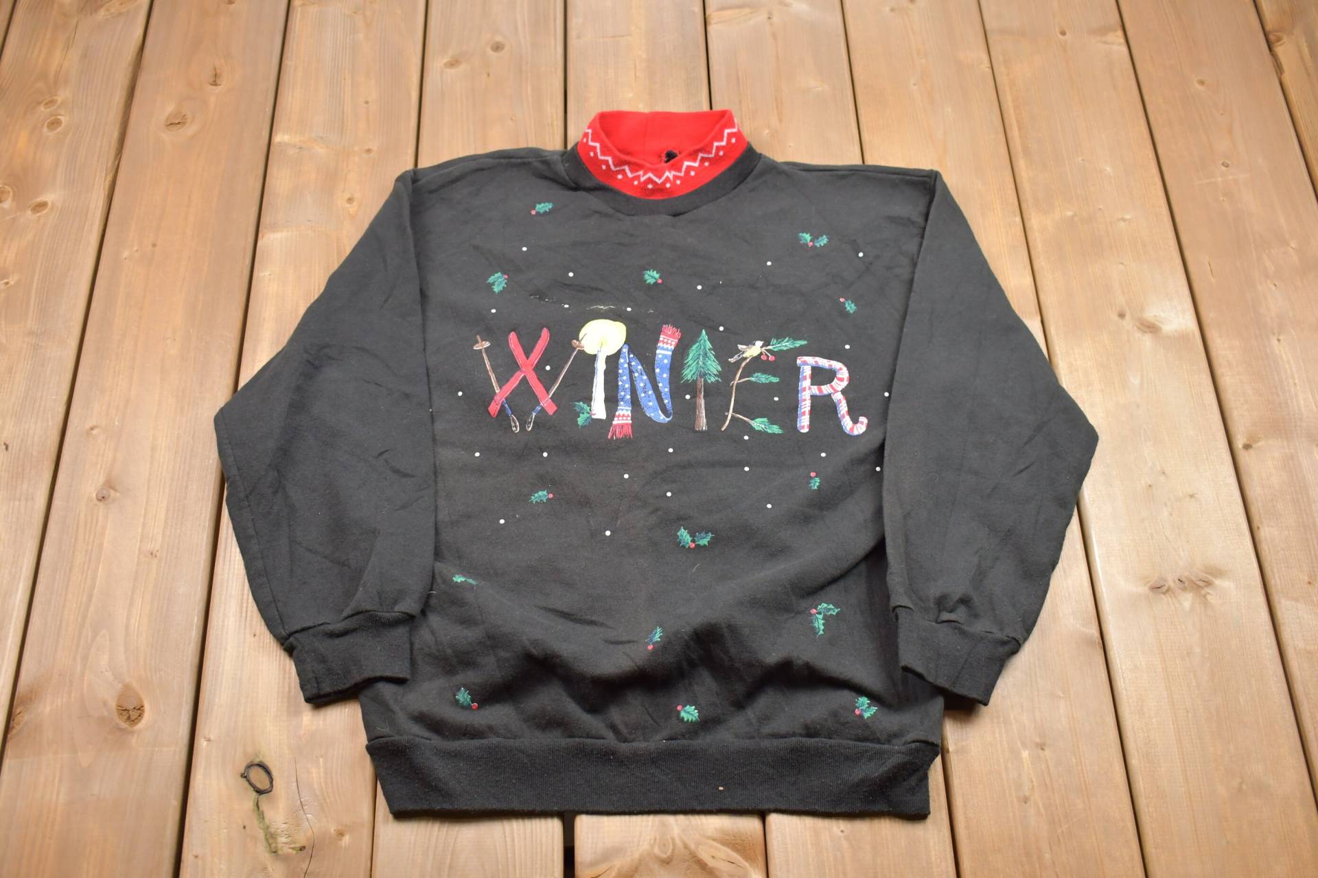 Vintage 1990Er Jahre Winter Rollkragen Sweatshirt/90Er Crewneck Urlaub Athleisure Streetwear Wonderland von Lostboysvintage