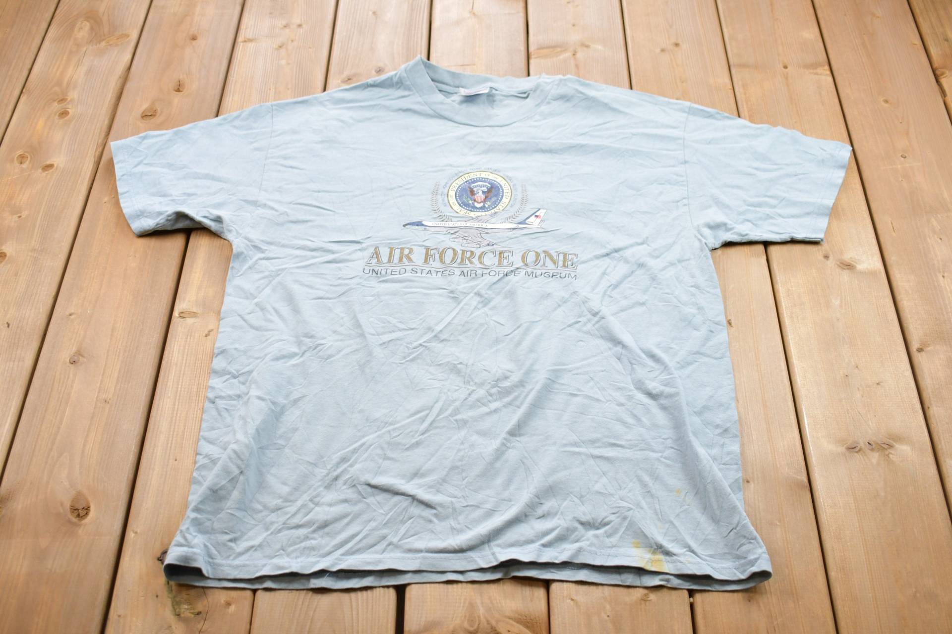 Vintage 1990S Air Force One Usaf Museum Graphic T-Shirt/Grafik 80Er 90Er Jahre Streetwear Retro Style Hanes von Lostboysvintage