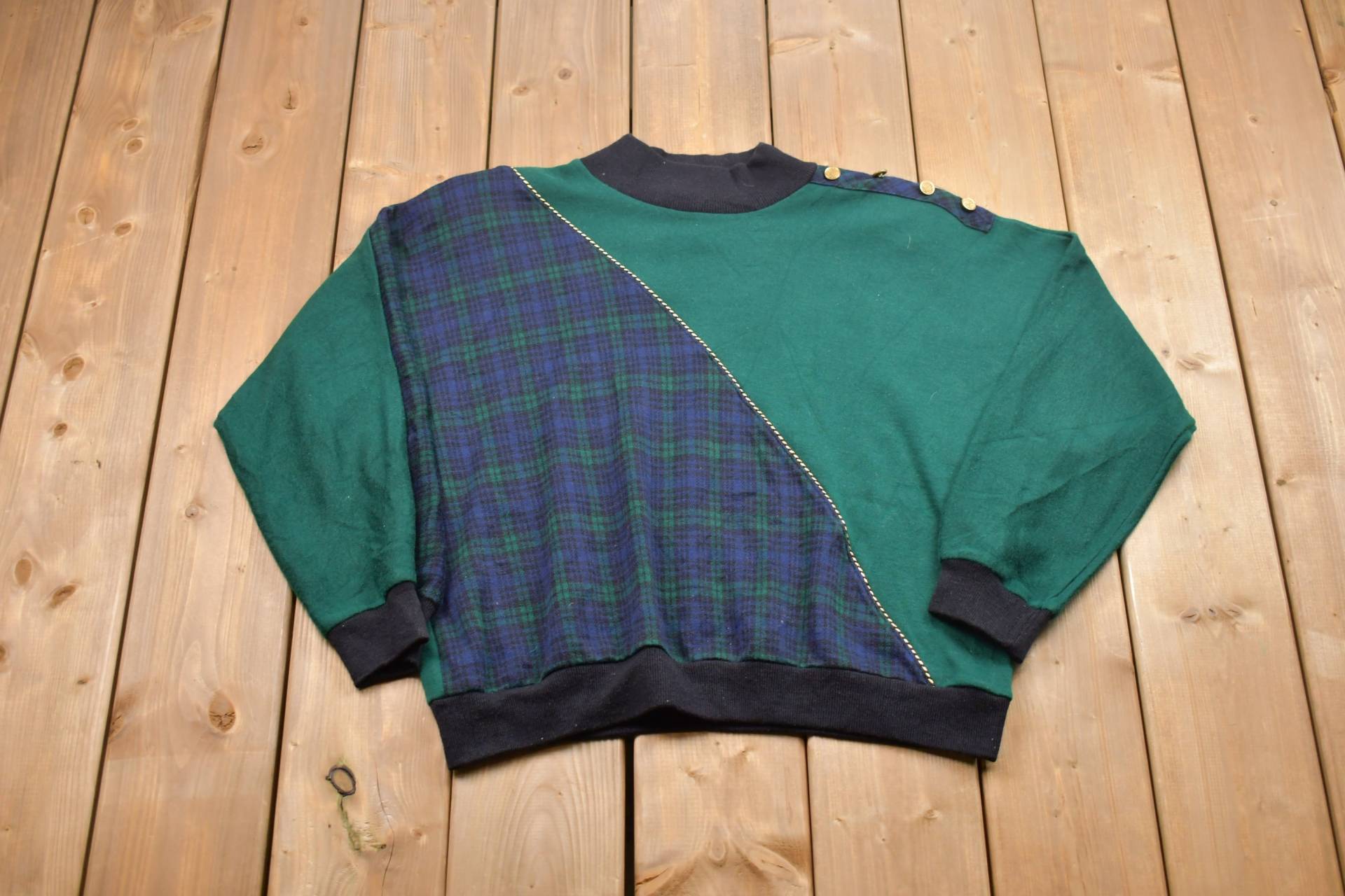 Vintage 1990Er American Collection Kariertes Crewneck Sweatshirt/Made in Usa 90Er Mode Athleisure Streetwear von Lostboysvintage