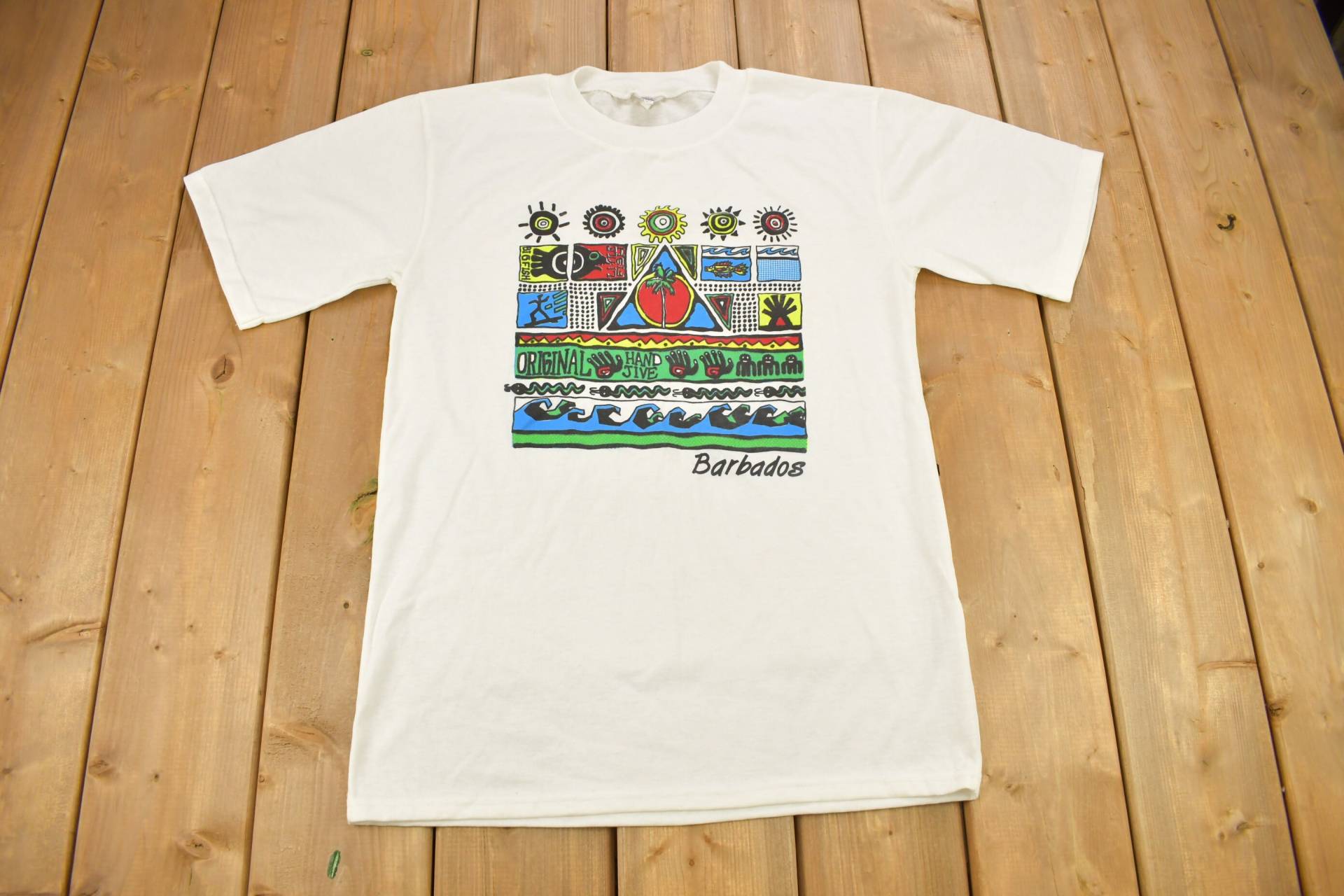 Vintage 1990S Barbados Souvenir T Shirt/streetwear Made in Usa Urlaubs T-Shirt Reise Logo 7 von Lostboysvintage