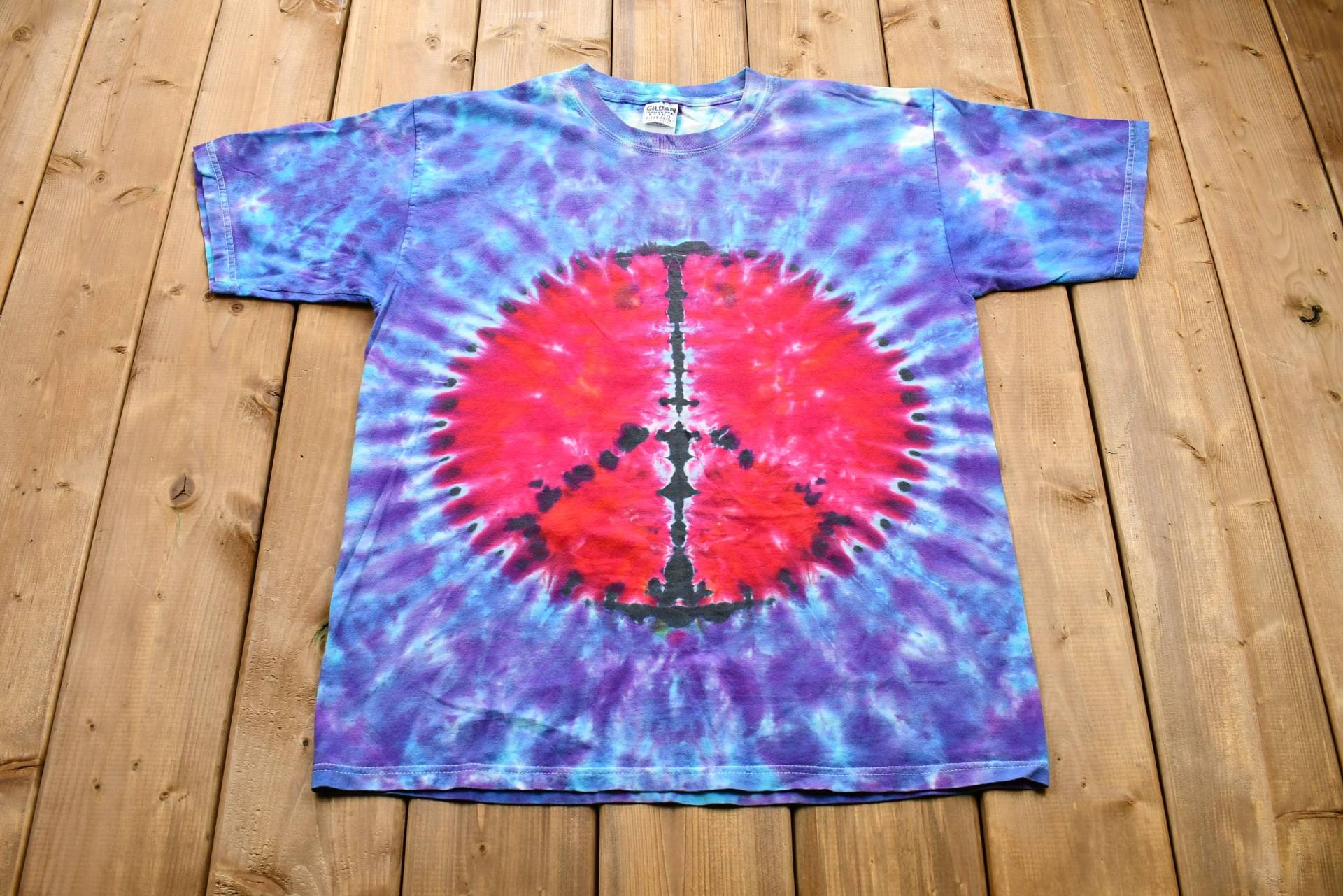 Vintage 1990Er Tie-Dye Peace Zeichen T-Shirt/90Er Jahre Streetwear Retro Style Hippie Mode von Lostboysvintage
