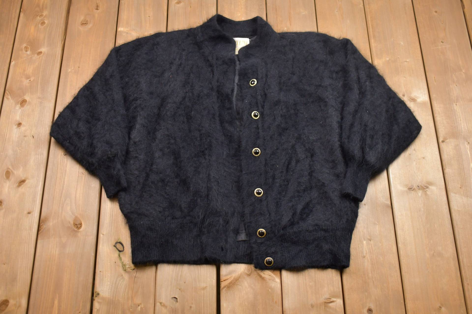 Vintage 1990S Belldini Frauen Angora Pelz Top/Button Up Flanell Casual Wear Arbeitskleidung Muster von Lostboysvintage