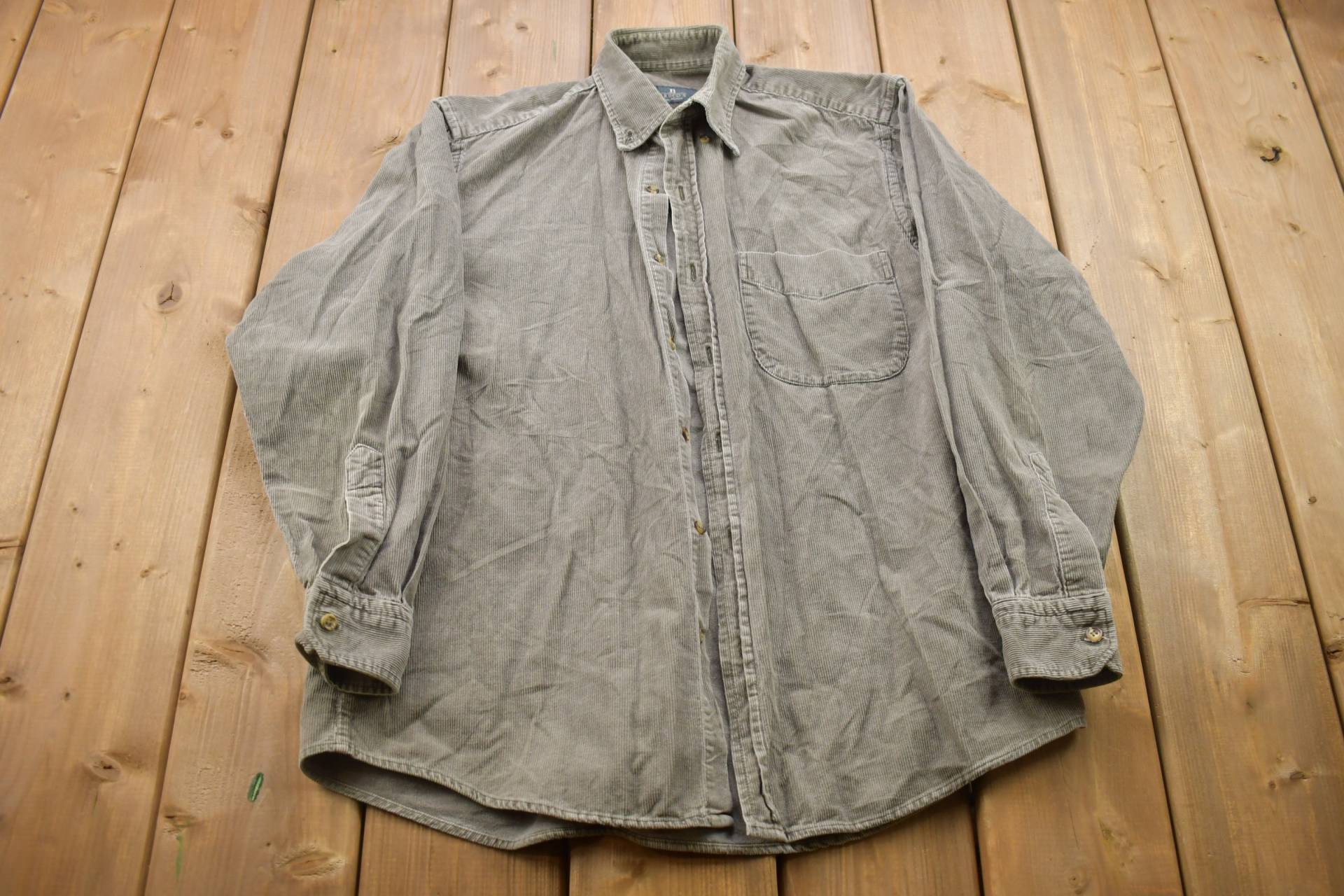 Vintage 1990Er Breco Es Cord Button Up Shirt/Flanell Freizeitkleidung Arbeitskleidung Muster von Lostboysvintage