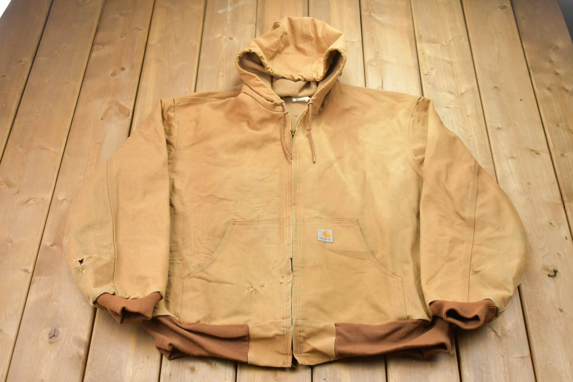 Vintage 1990Er Carhartt Kapuzenjacke Mit Durchgehendem Reißverschluss/Arbeitskleidung Streetwear Made in Usa 90Er Jahre Thermogefütterte Jacke von Lostboysvintage