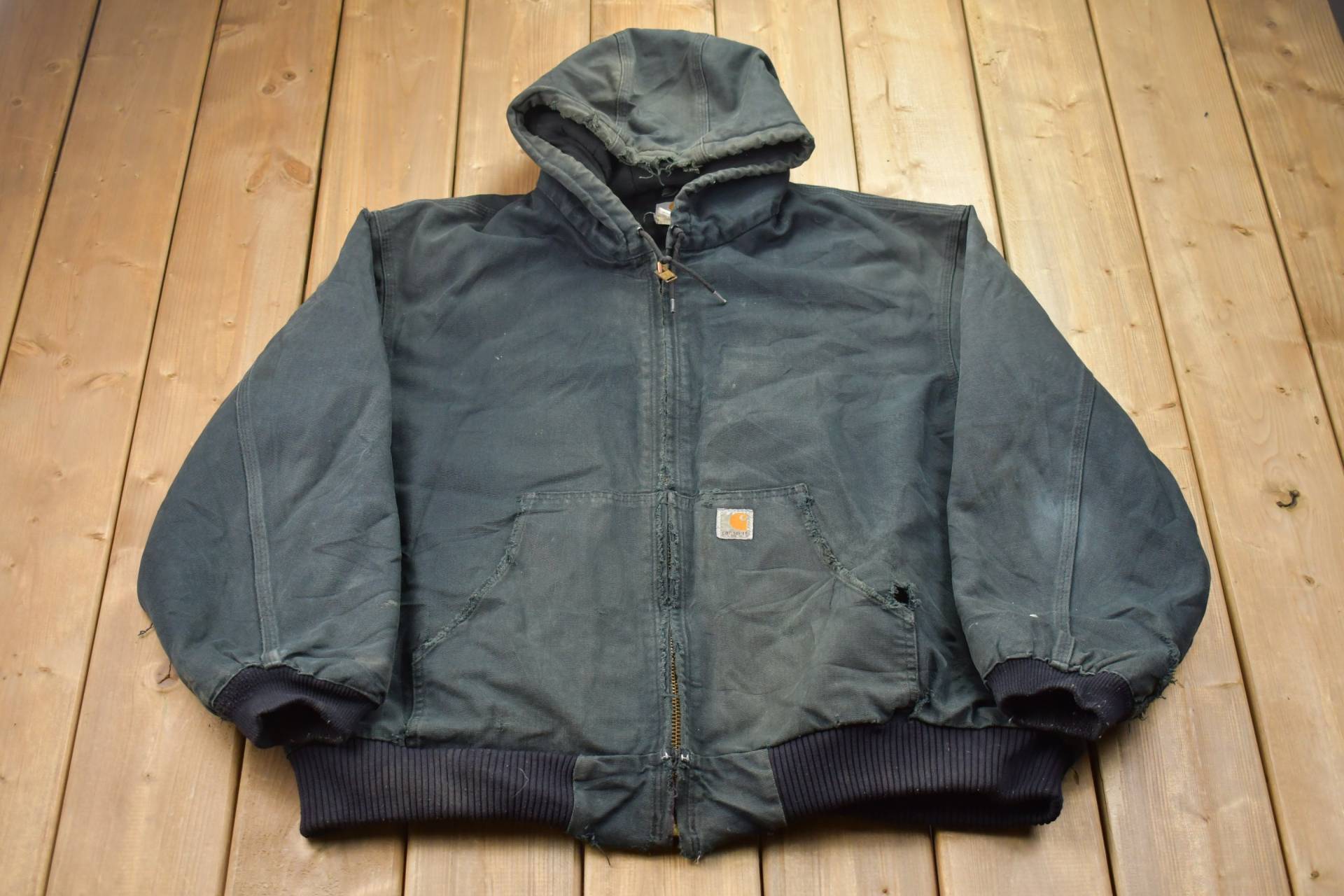 Vintage 1990Er Carhartt Kapuzenjacke/Arbeitskleidung Streetwear Made in Usa 90Er Quilt Gefütterte Jacke Distressed Union von Lostboysvintage