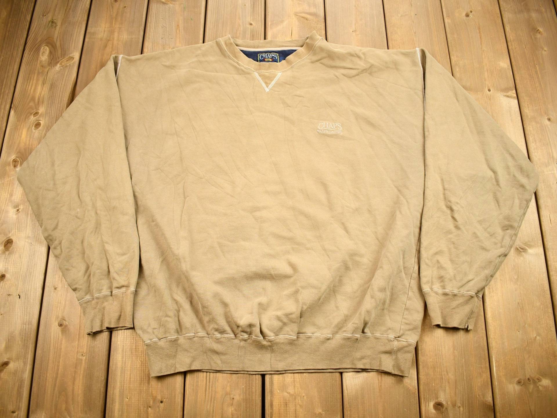 Vintage 1990Er Chaps Ralph Lauren Beige Crewneck Sweatshirt/90Er Bestickt Athleisure Streetwear von Lostboysvintage