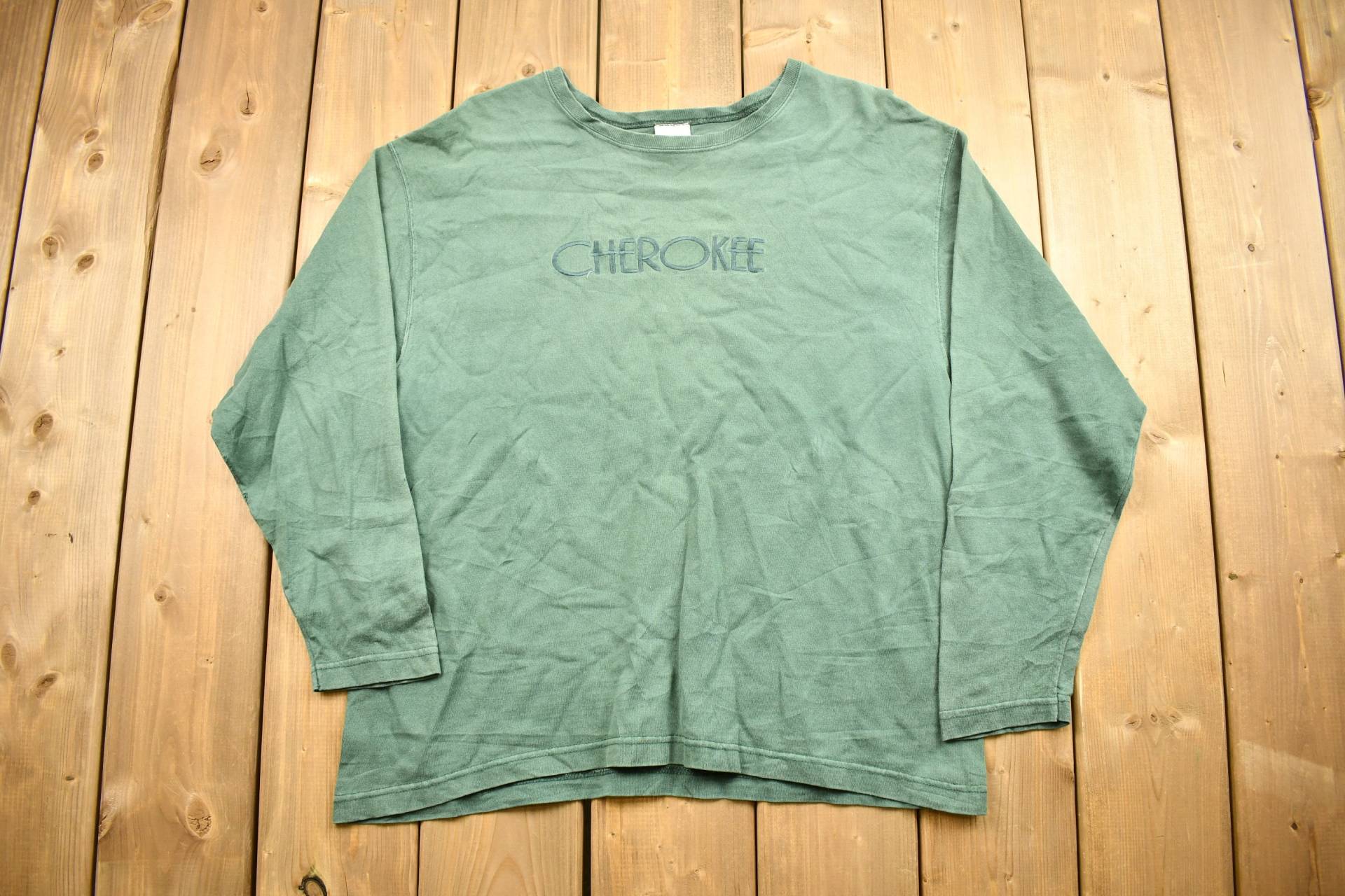 Vintage 1990Er Jahre Cherokee Kleidung Langarm T-Shirt/Streetwear Retro Style Made in Usa Erdtöne Blanko Bestickt von Lostboysvintage